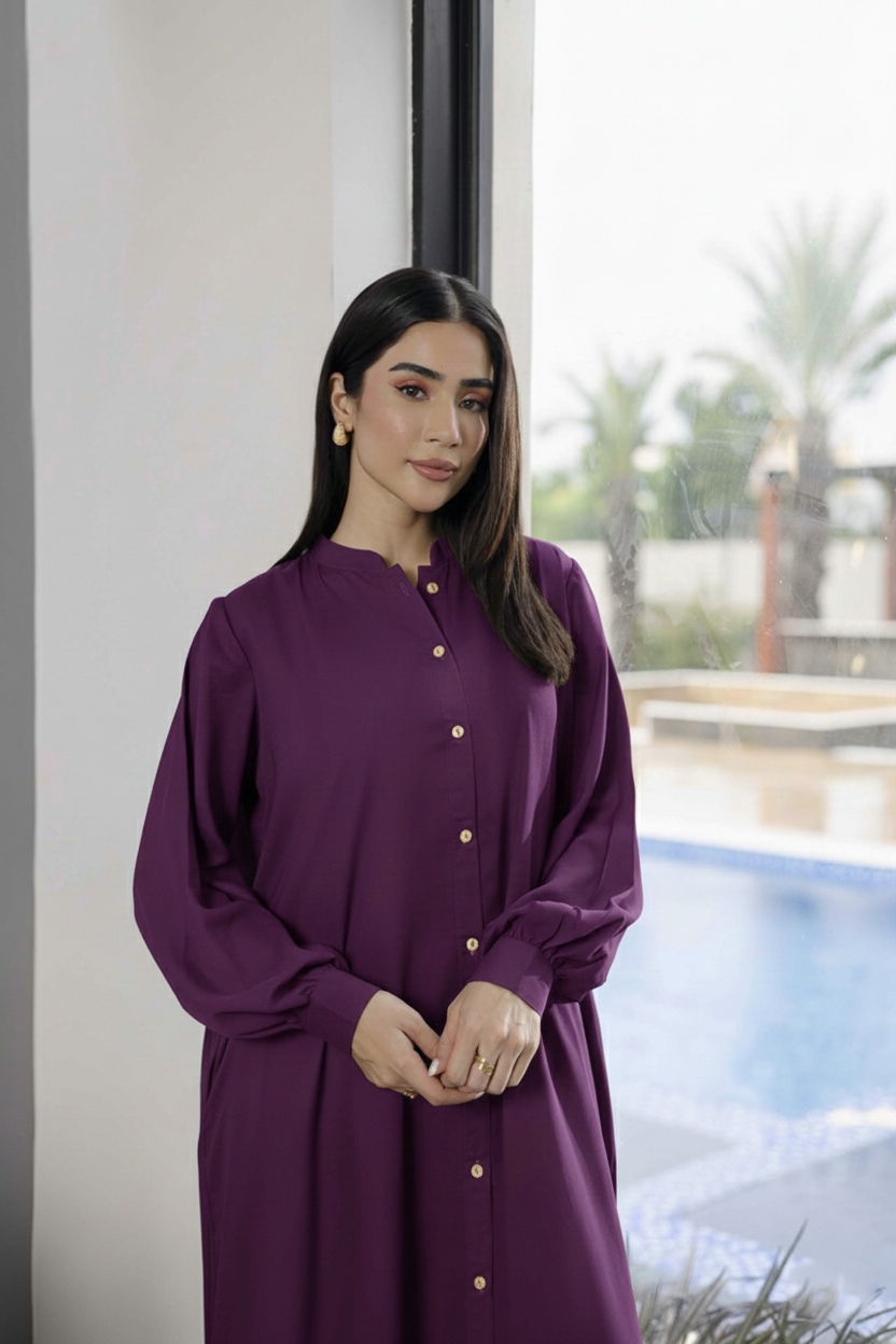 Solid 2PC Dress - SP-05 Dark Plum