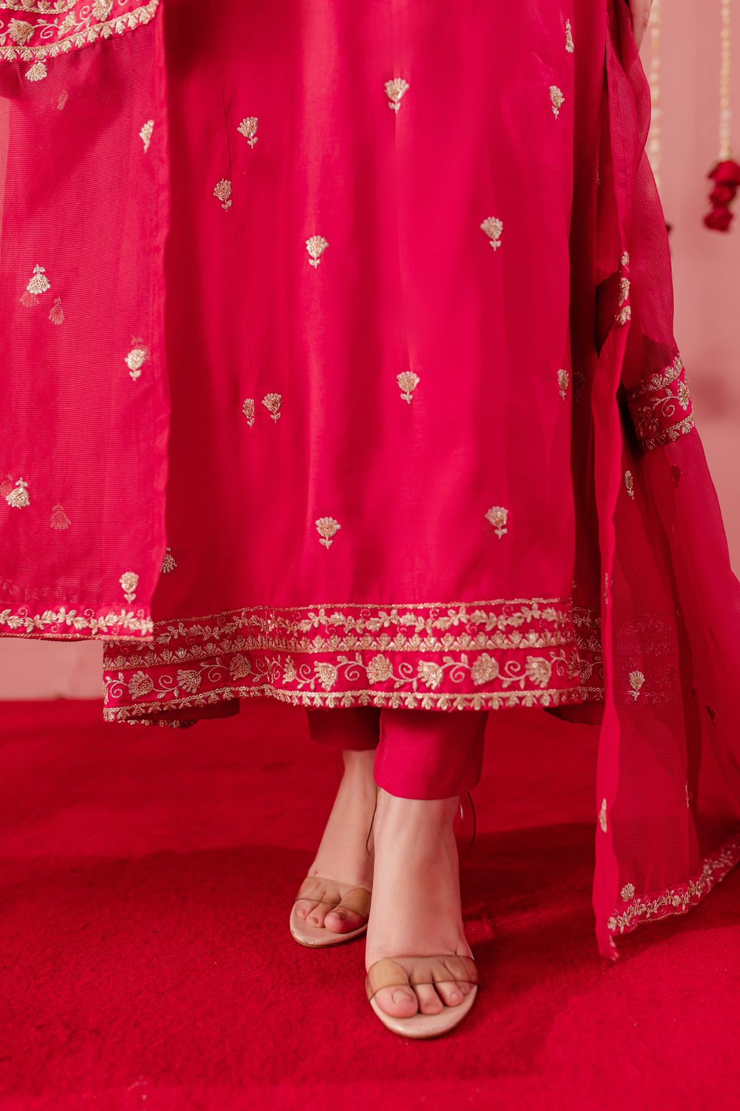 Raw Silk Embroidered Dress - SP02