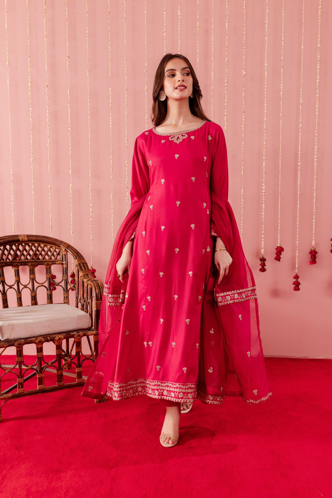 Raw Silk Embroidered Dress - SP02