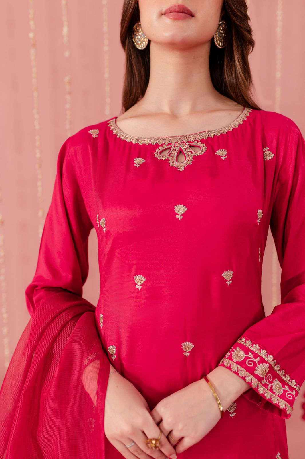 Raw Silk Embroidered Dress - SP02