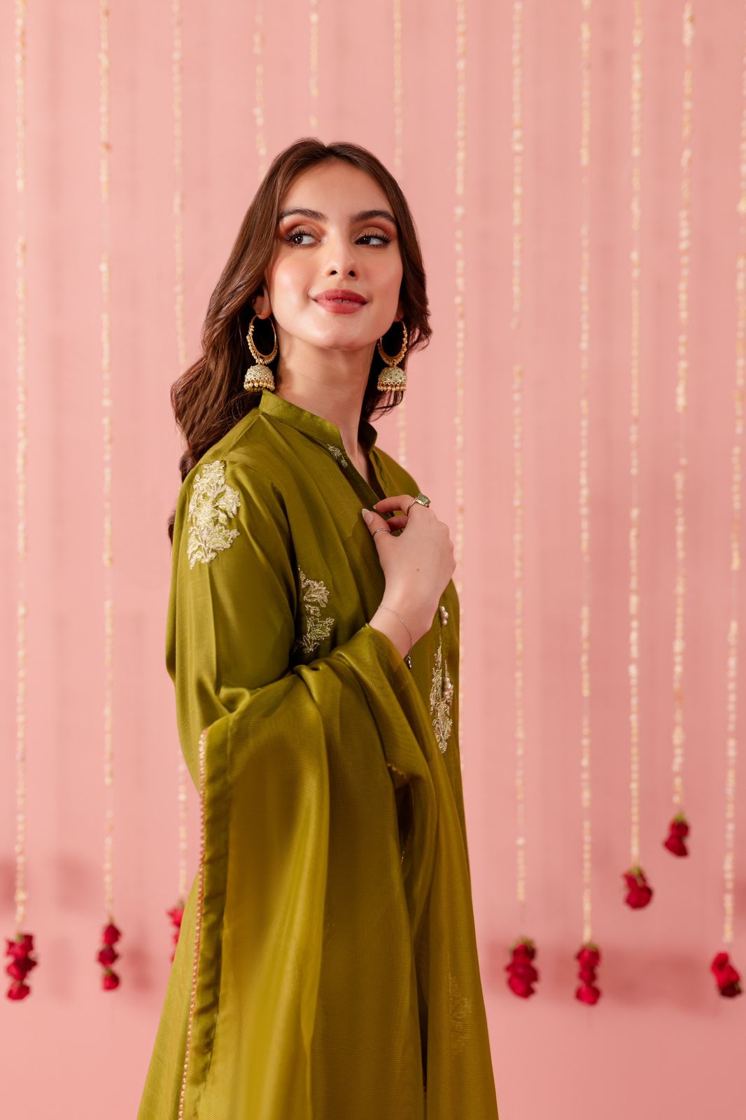 Raw Silk Embroidered Dress - O04