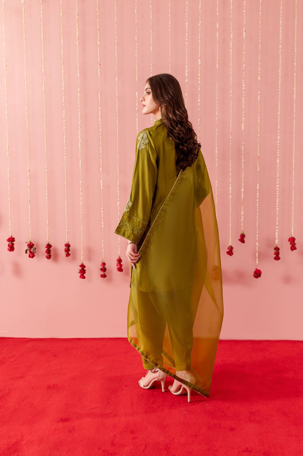 Raw Silk Embroidered Dress - O04