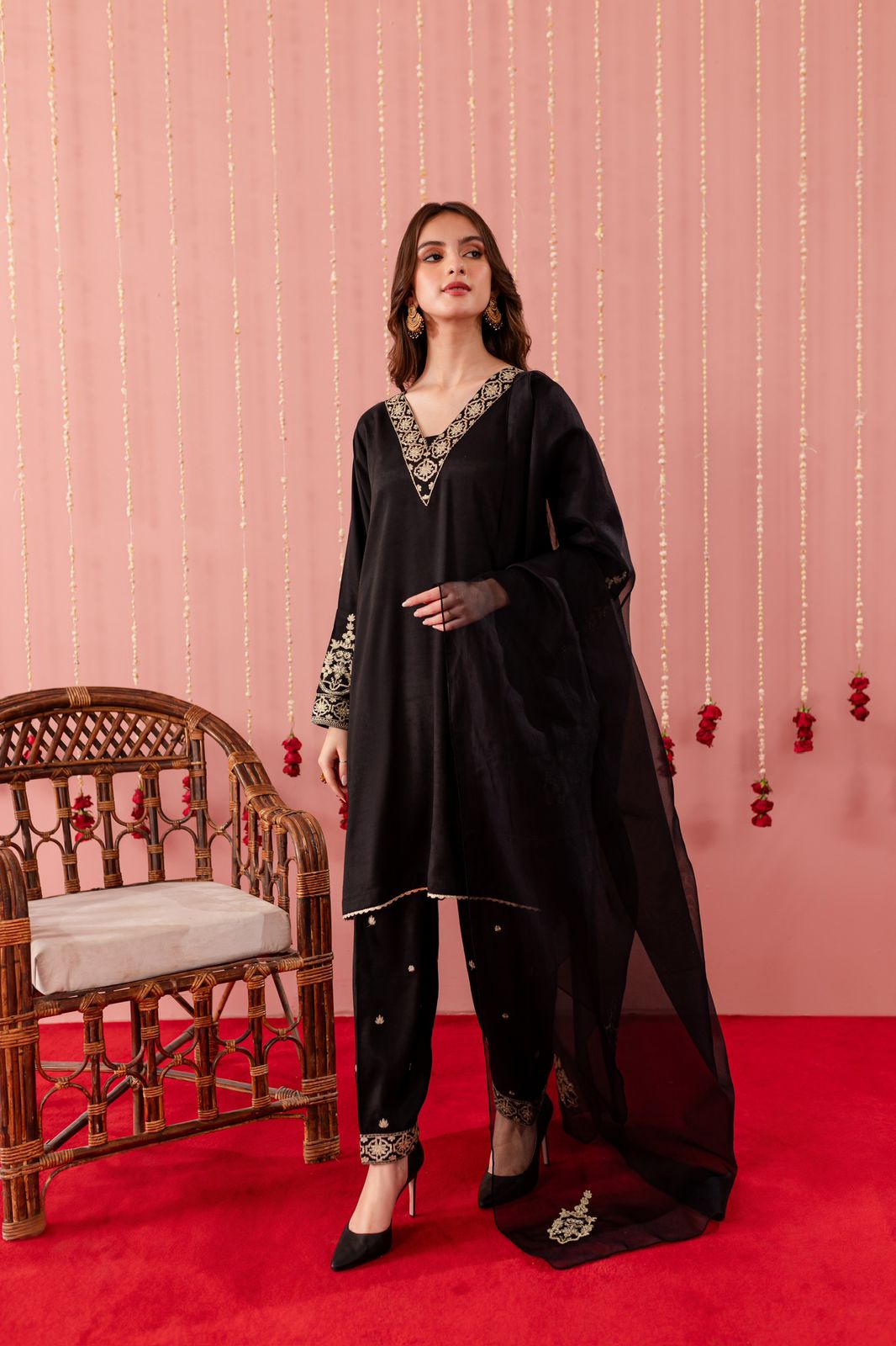 Raw Silk Embroidered Dress - B03
