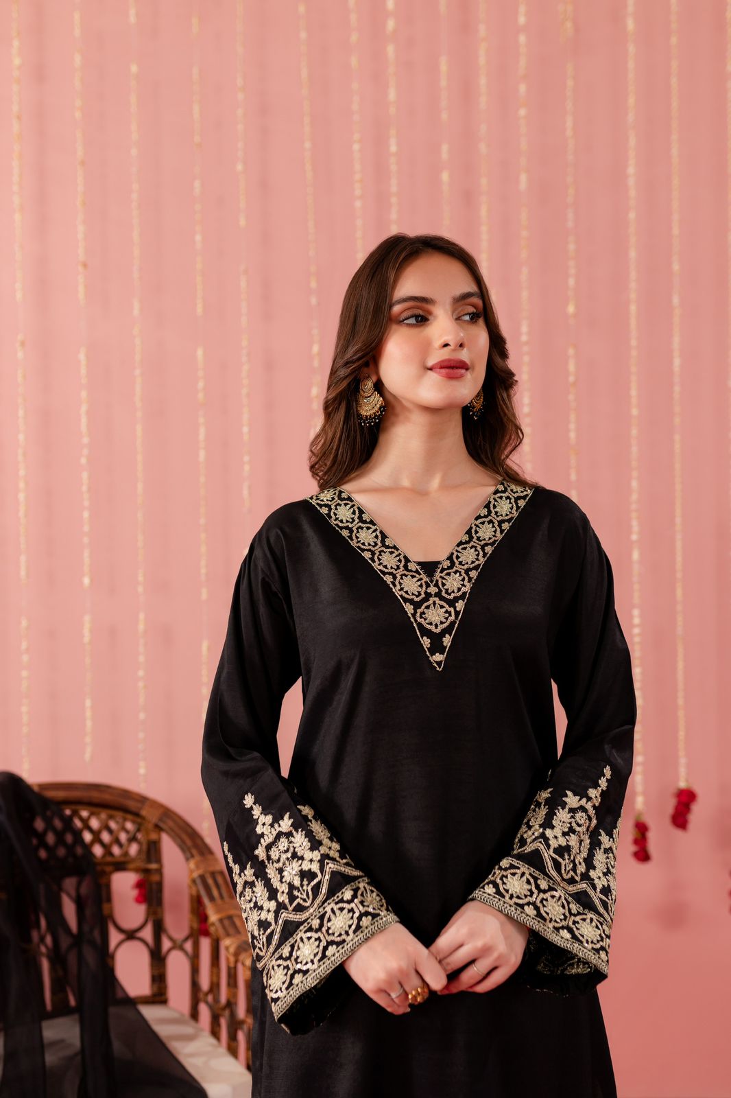 Raw Silk Embroidered Dress - B03