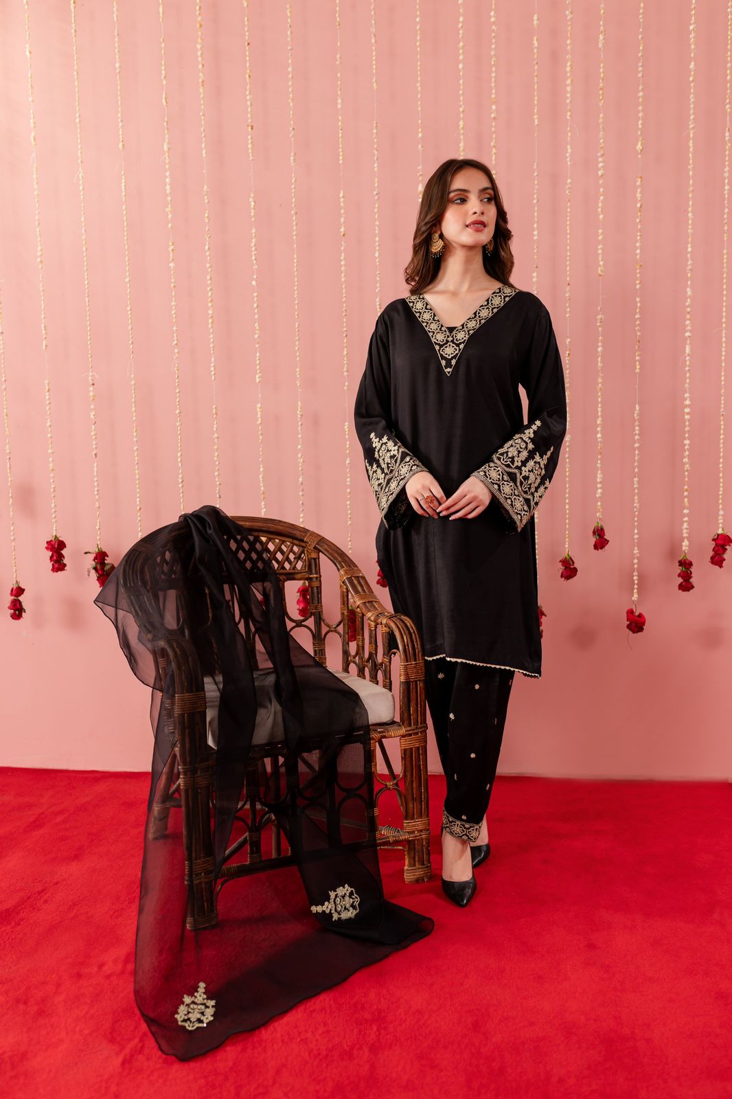 Raw Silk Embroidered Dress - B03