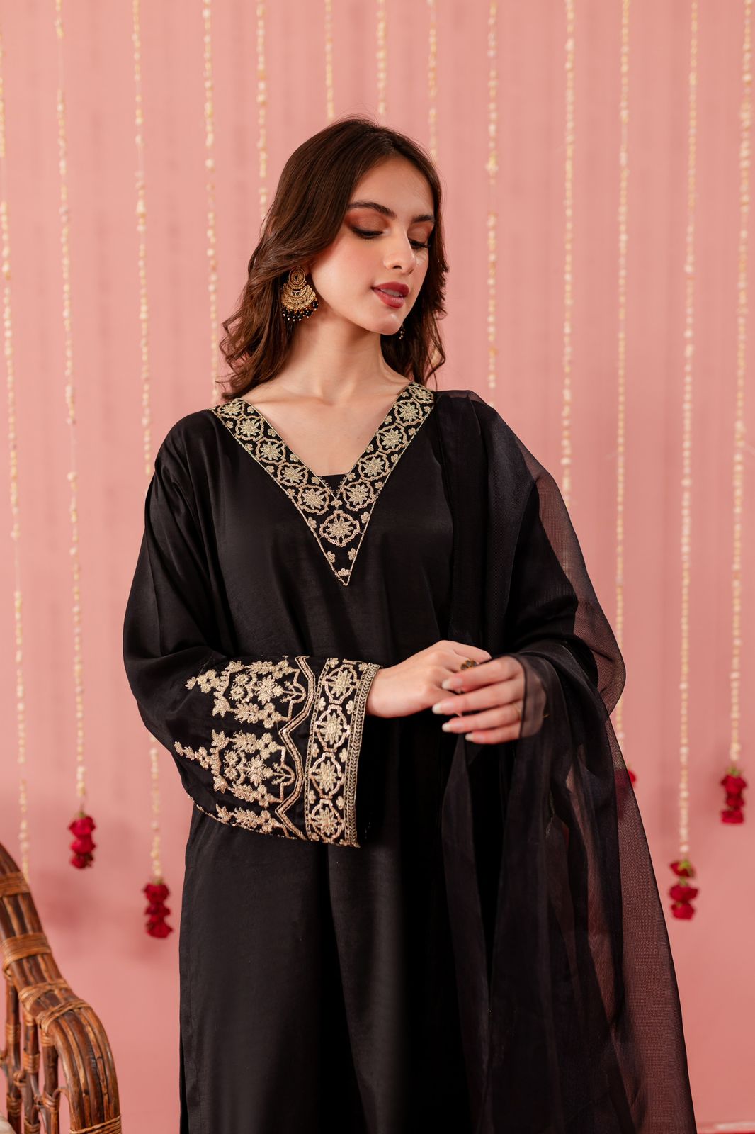 Raw Silk Embroidered Dress - B03