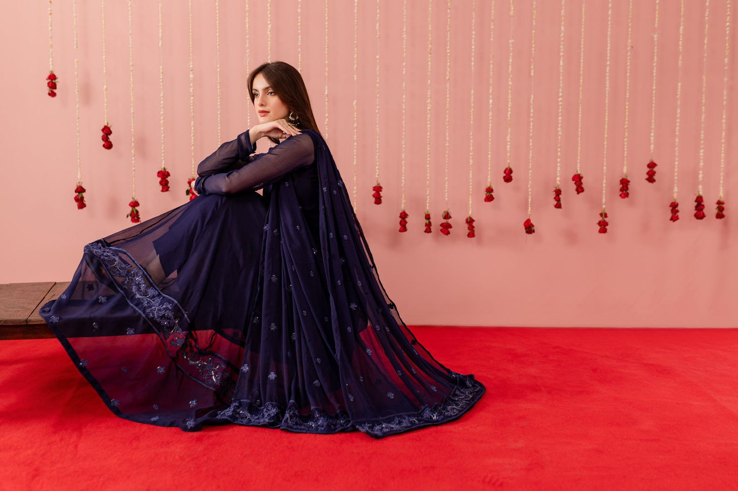 Embroidered Chiffon Dress - NB02