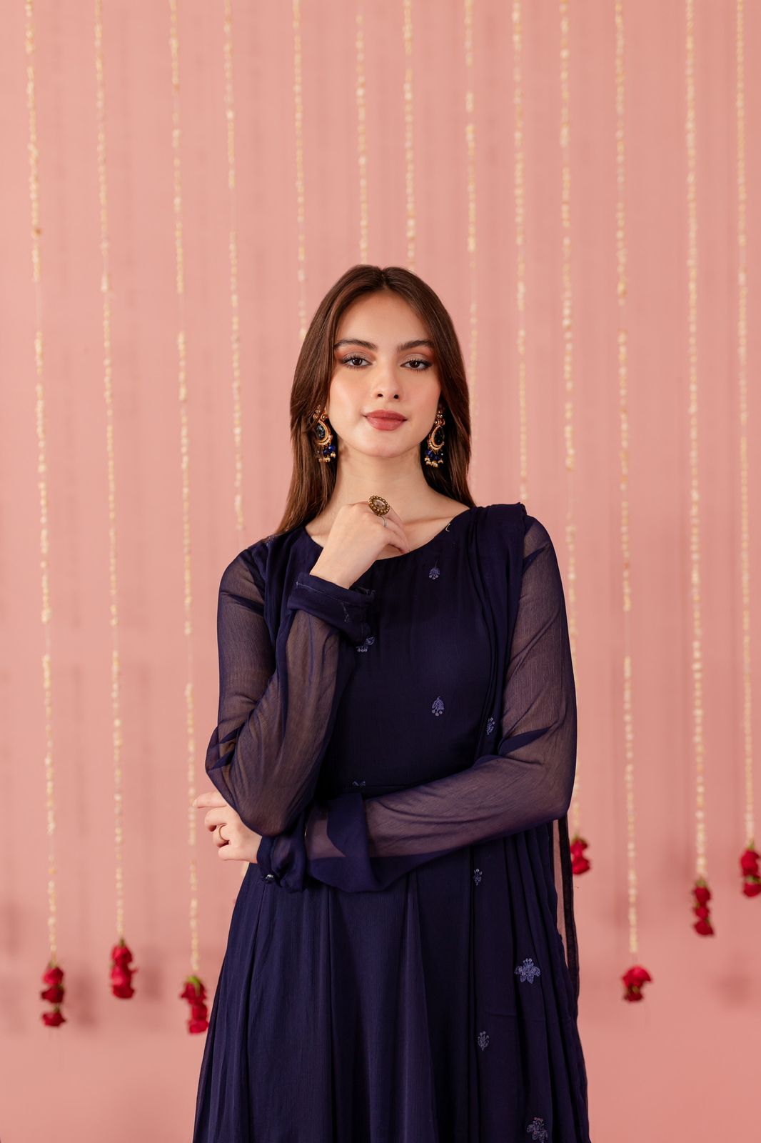 Embroidered Chiffon Dress - NB02