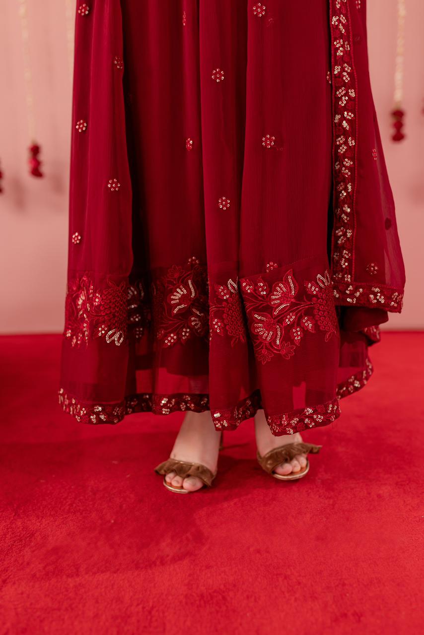 Chiffon Embroidered Dress - M06