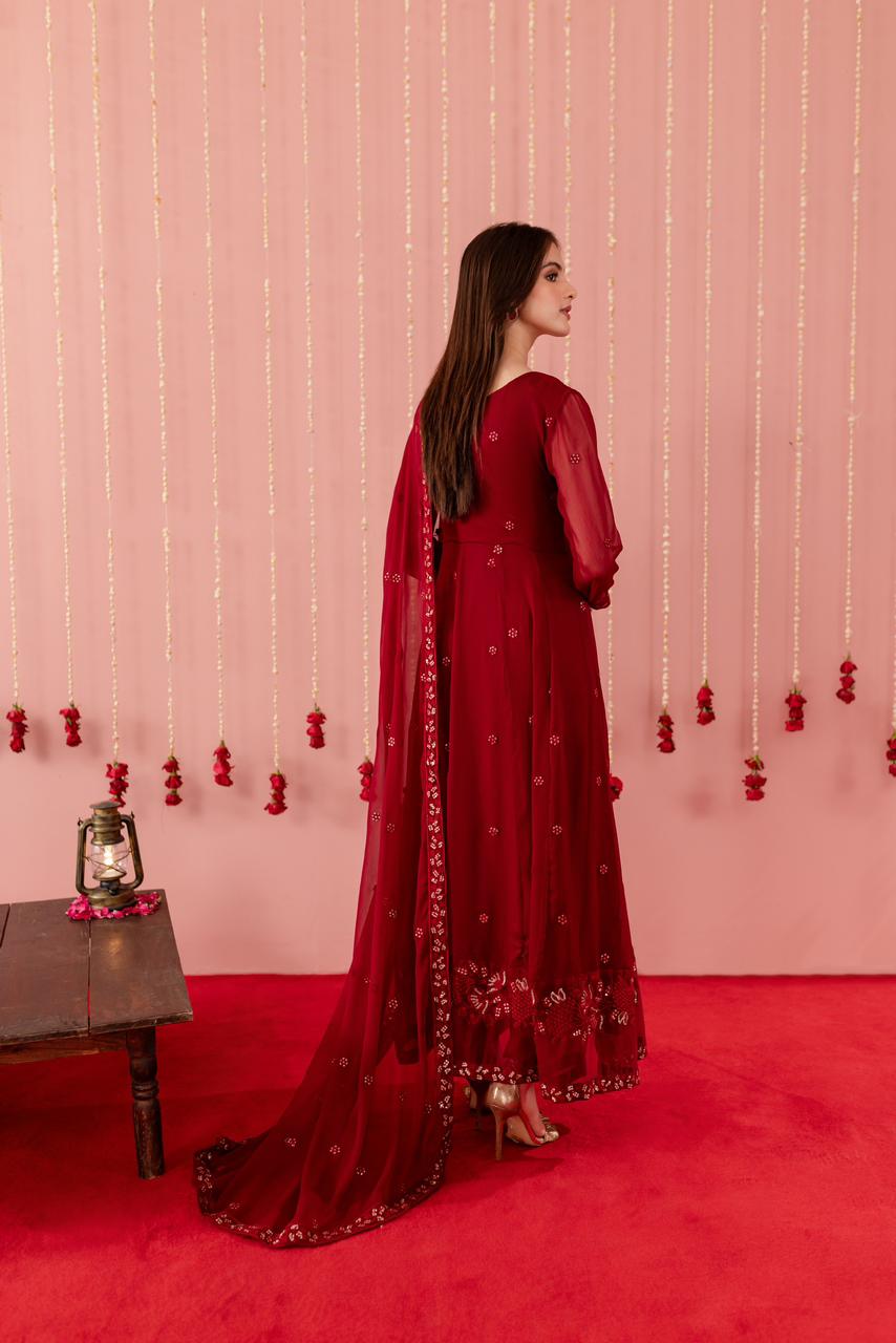 Chiffon Embroidered Dress - M06