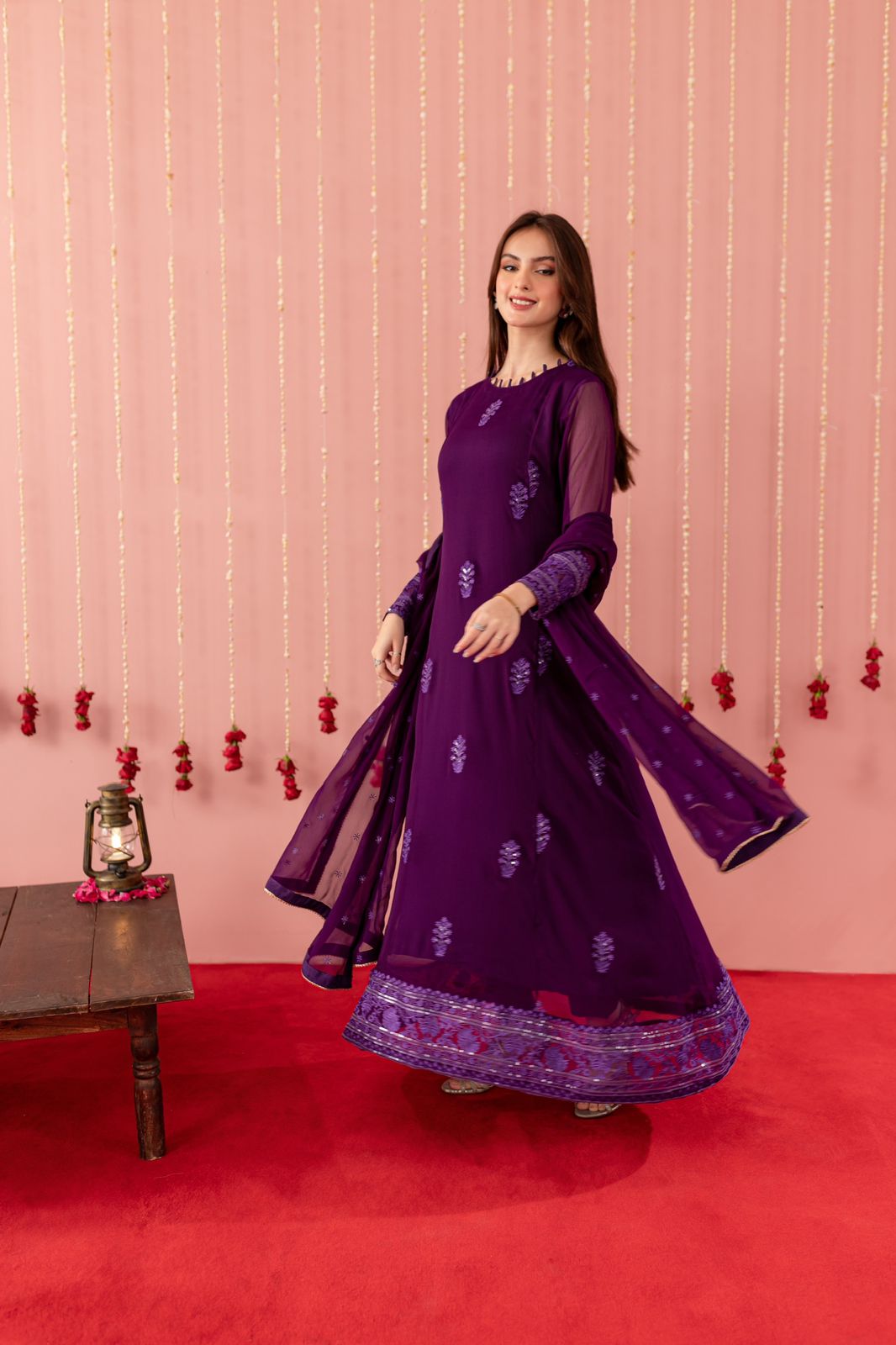 Chiffon Embroidered Dress - P05