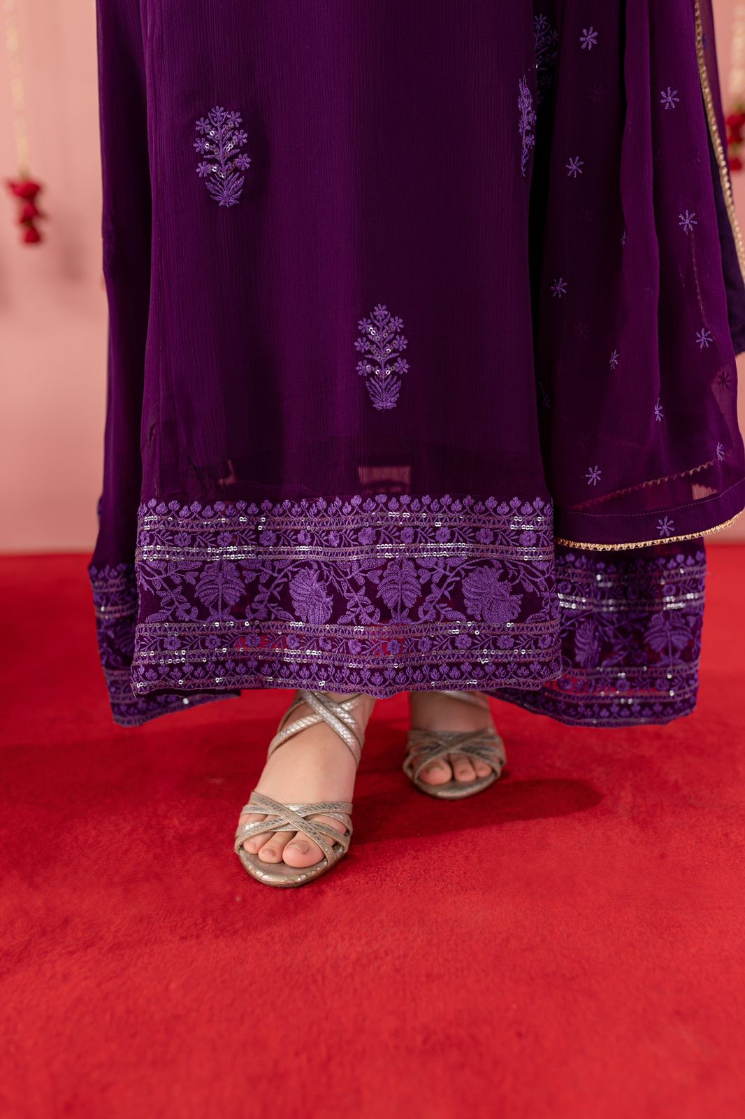 Chiffon Embroidered Dress - P05