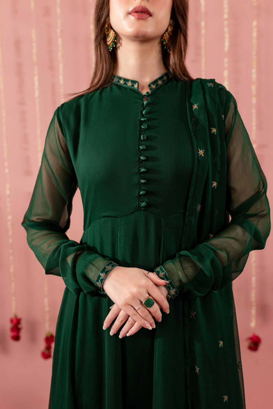 Embroidered Chiffon Dress - BG01