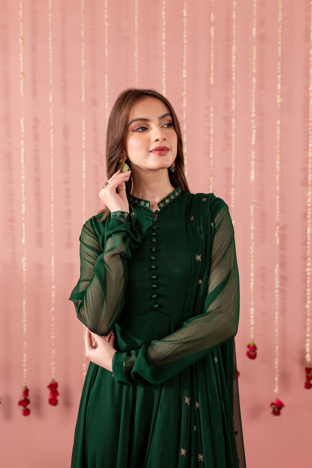 Embroidered Chiffon Dress - BG01