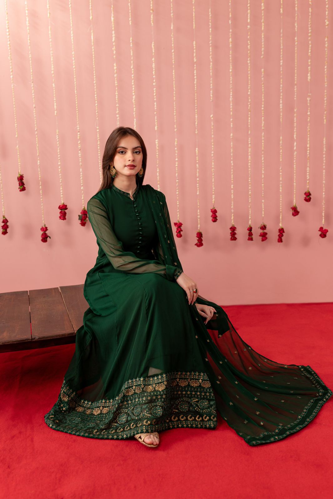 Embroidered Chiffon Dress - BG01
