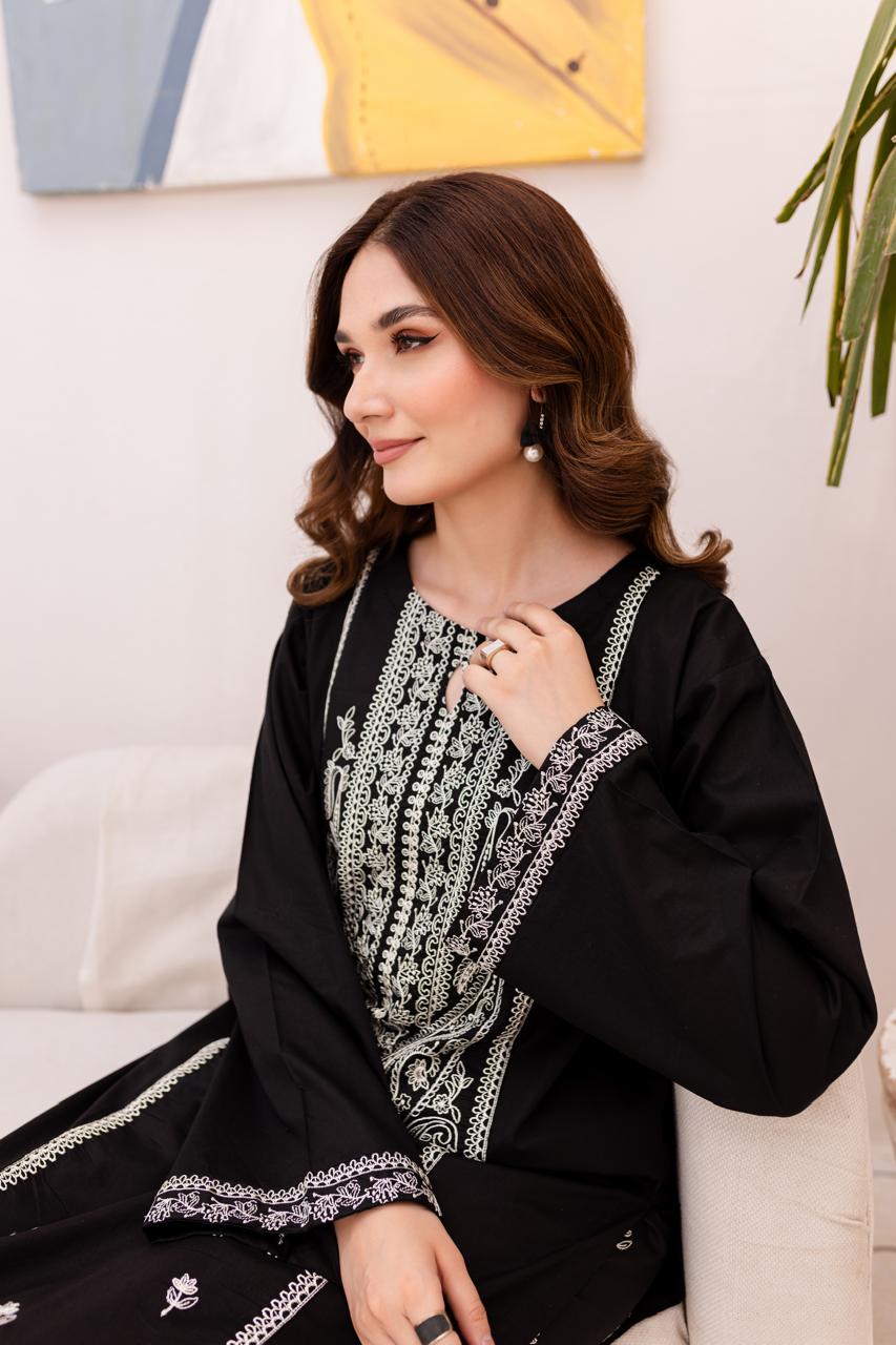 2PC Embroidered Dress- 1005