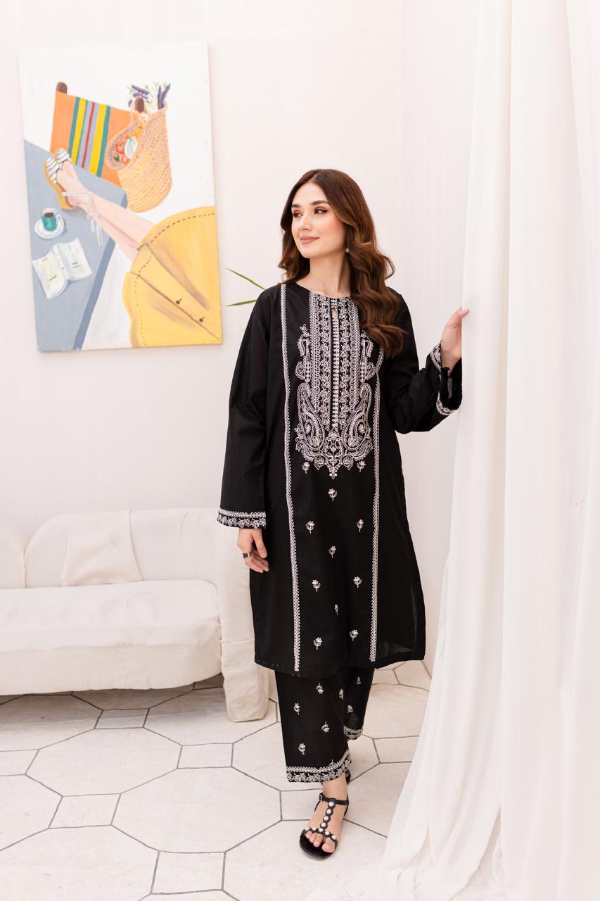 2PC Embroidered Dress- 1005