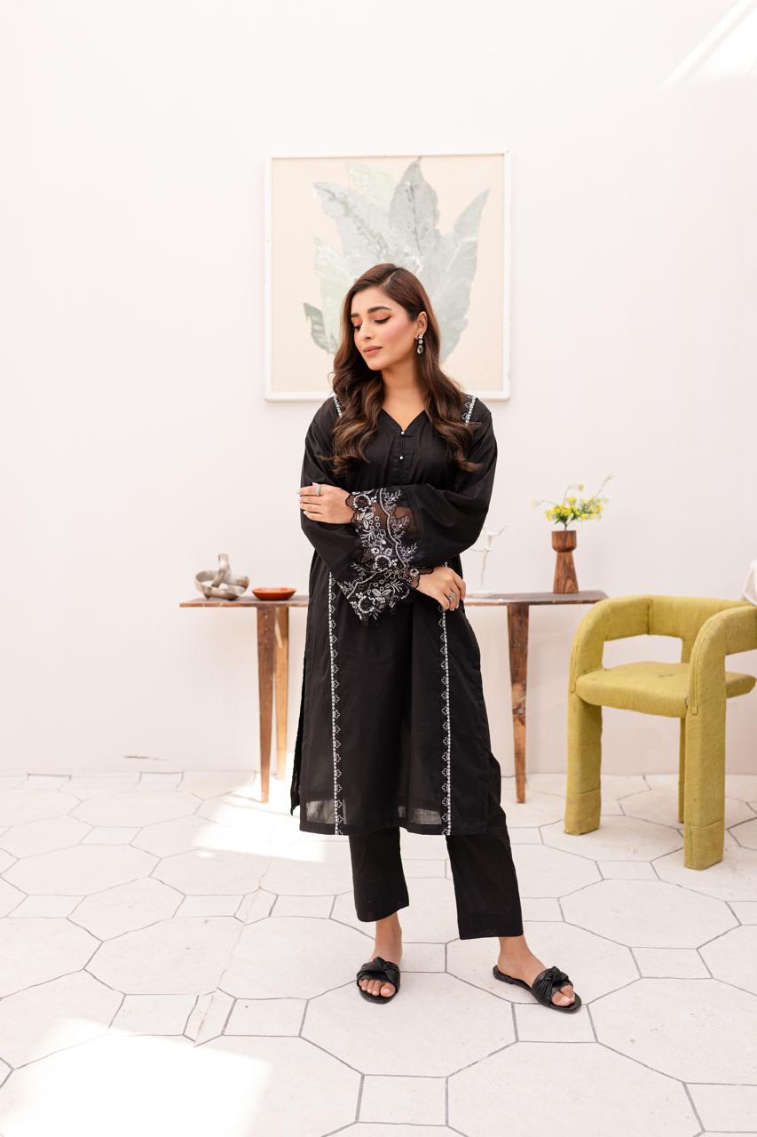 2PC Summer  Embroidered Dress- 1014