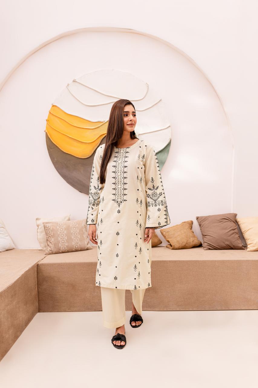 2PC Embroidered Dress- 1051