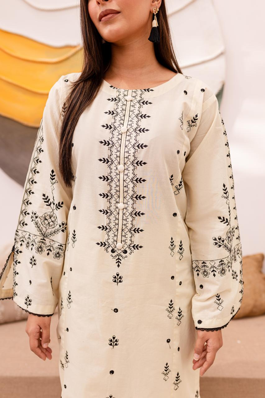 2PC Embroidered Dress- 1051