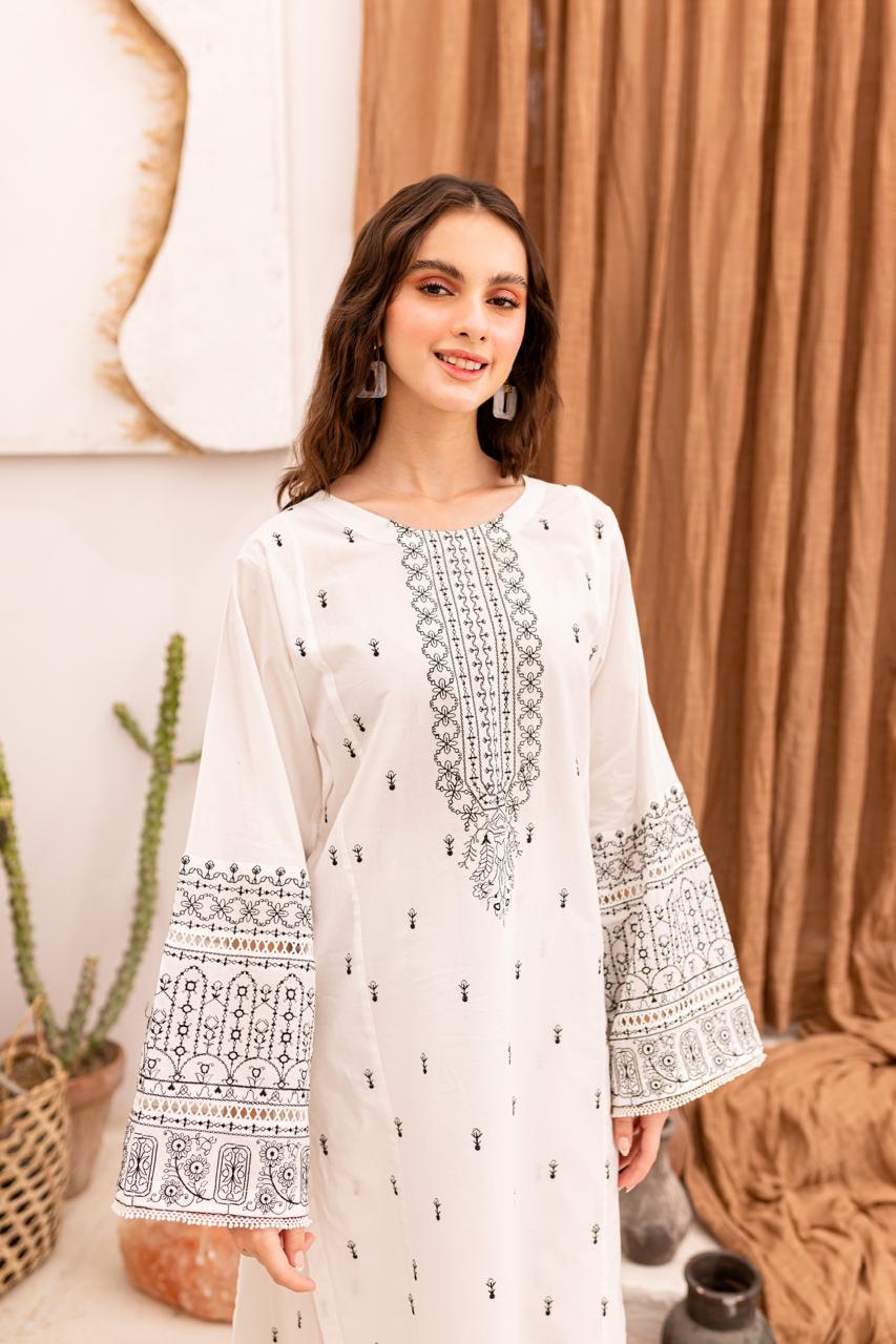 2PC Embroidered Dress- 1046
