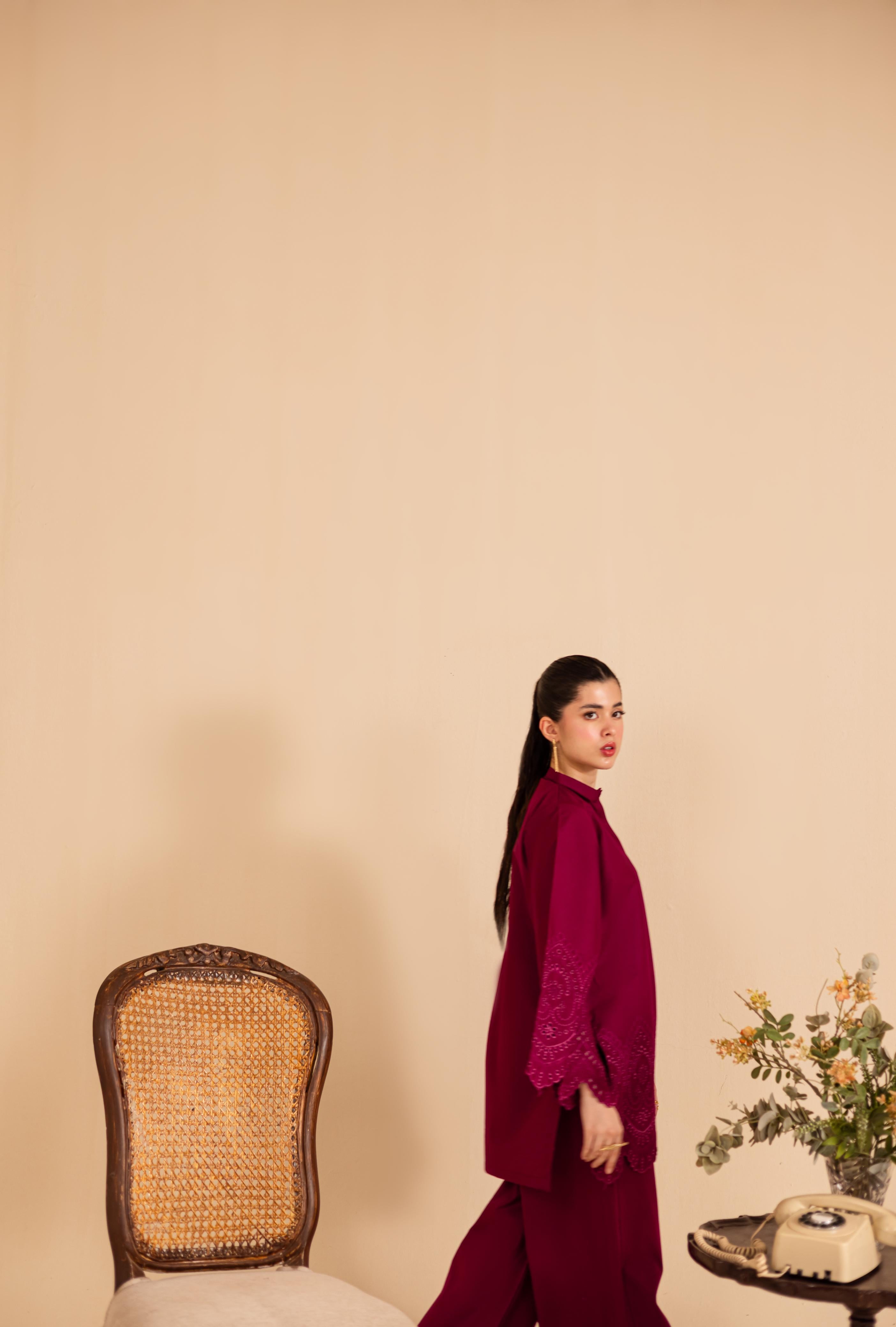 Schiffli Embroidered Co-Ord - 1149