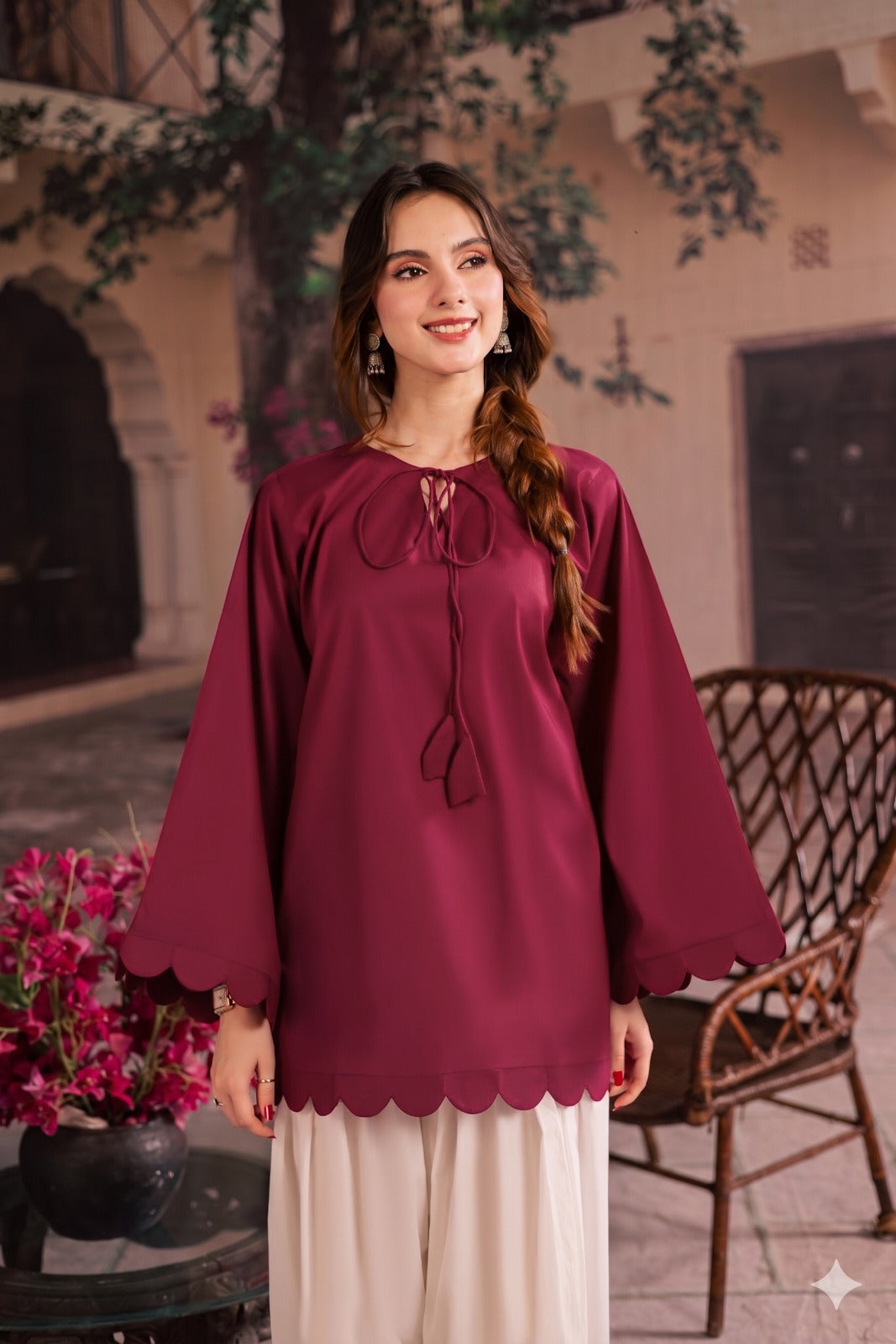 1PC Scallop Kurti - 02 Lavender