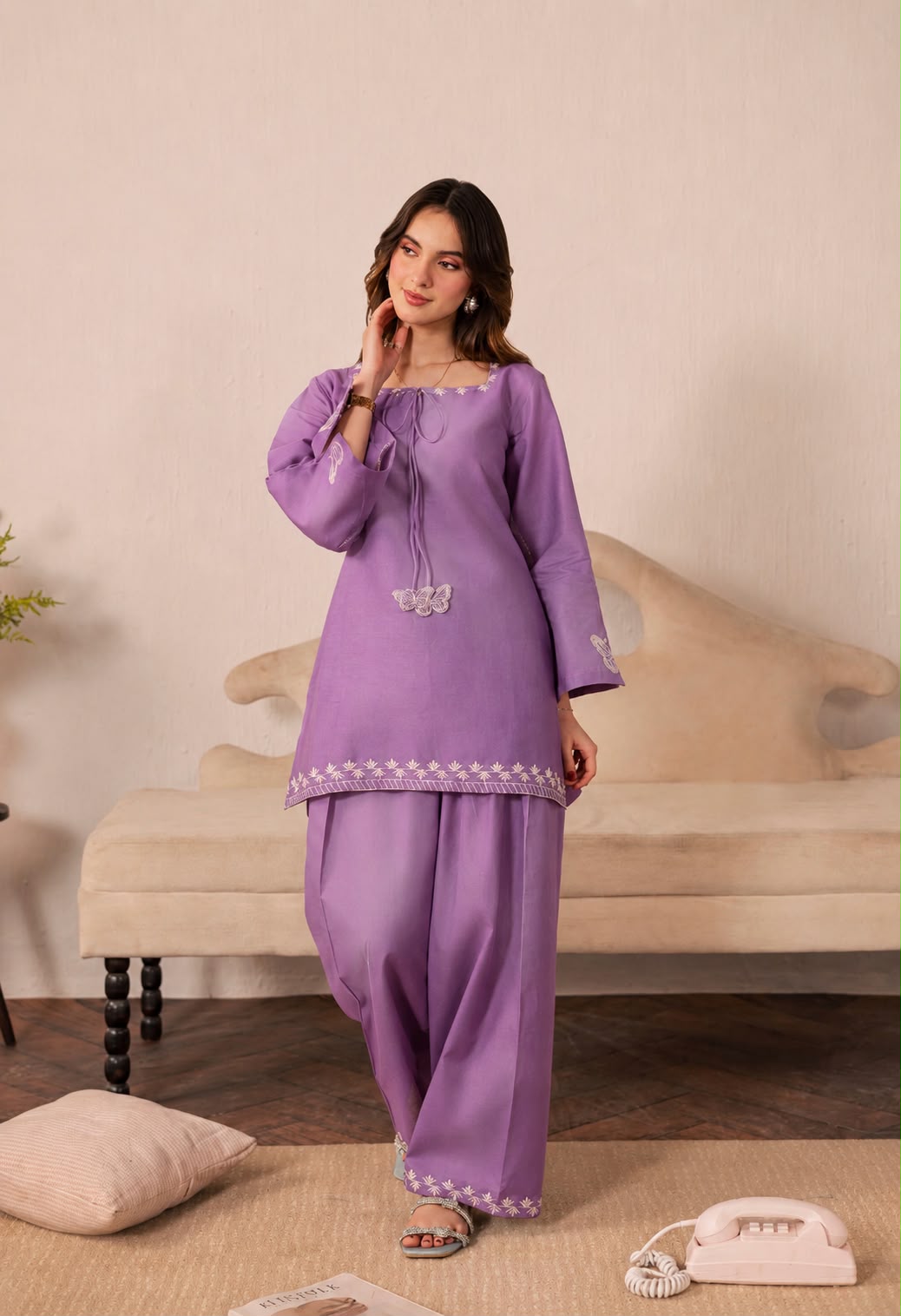 2PC Summer Embroidered Dress - 1342