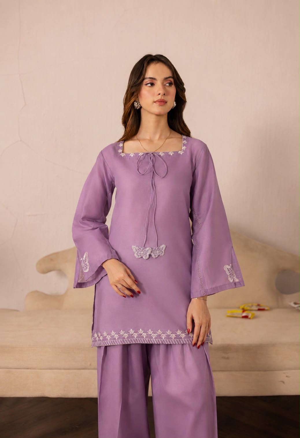 2PC Summer Embroidered Dress - 1342