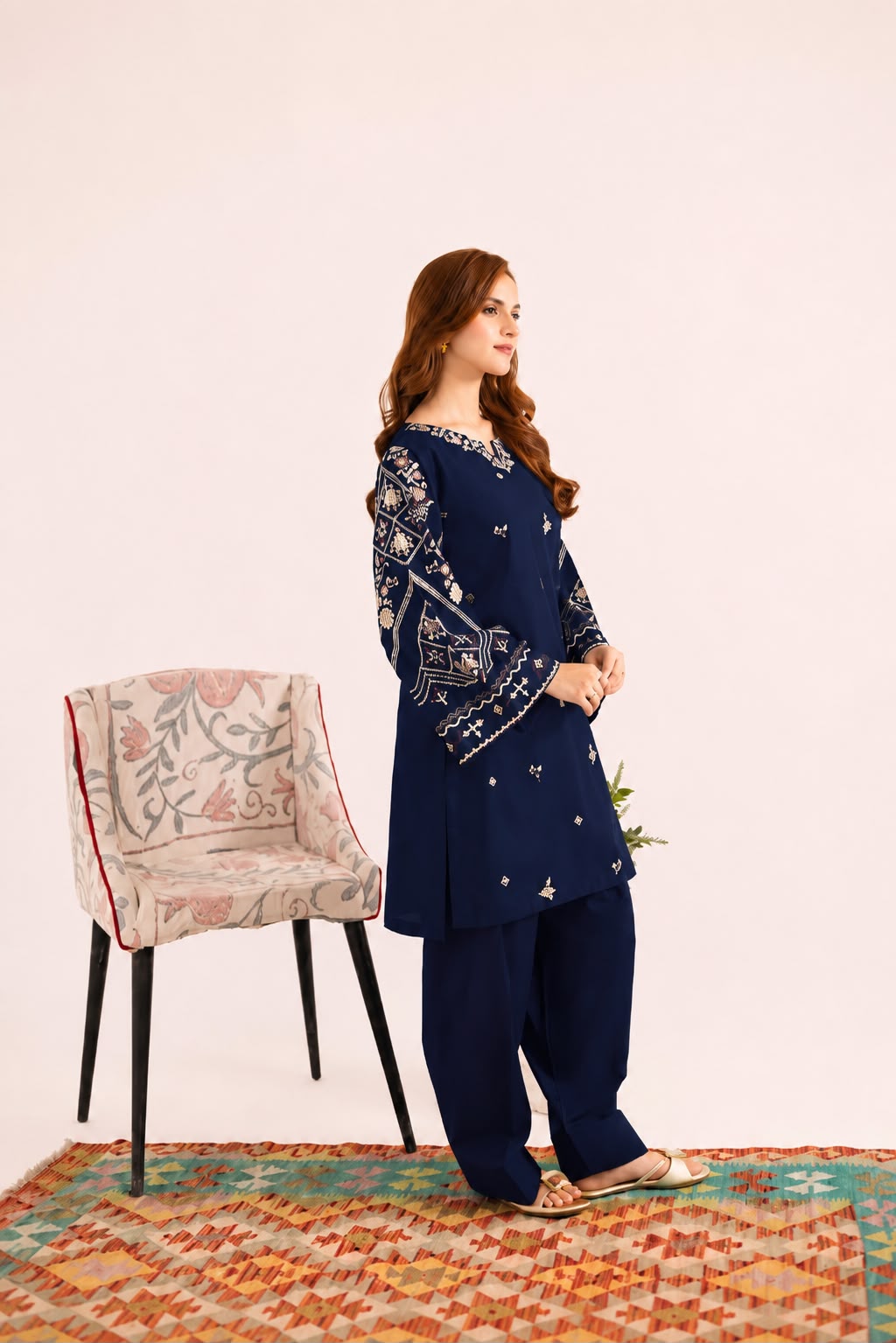 2PC Summer Embroidered Dress - 1324