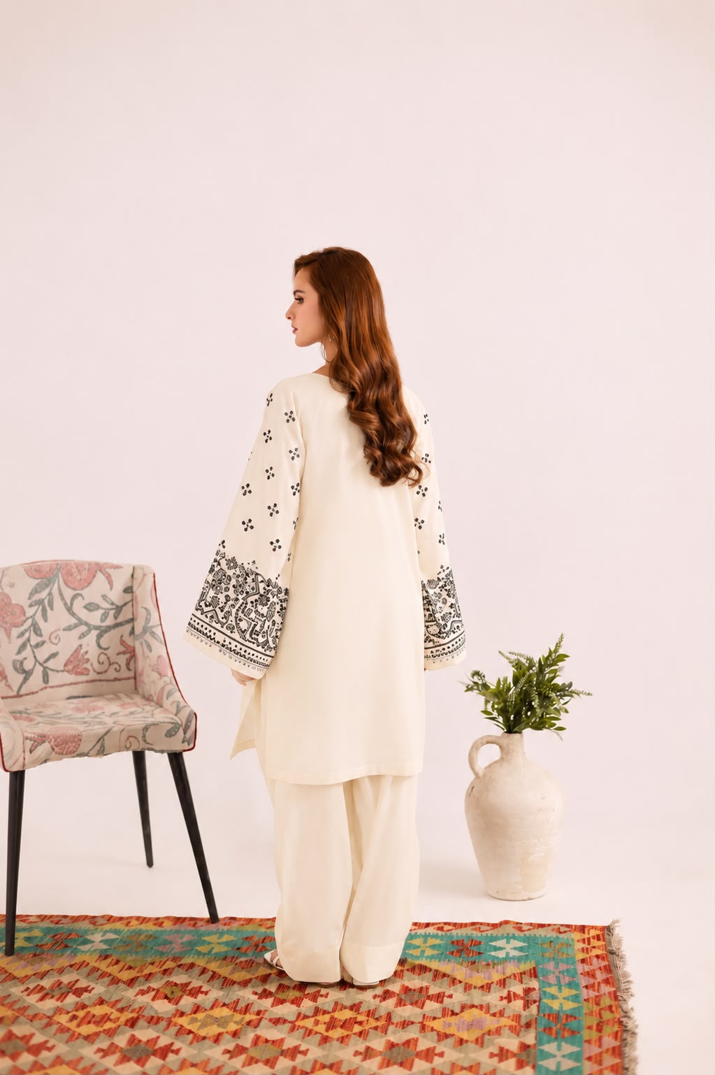 2PC Summer Embroidered Dress - 1326