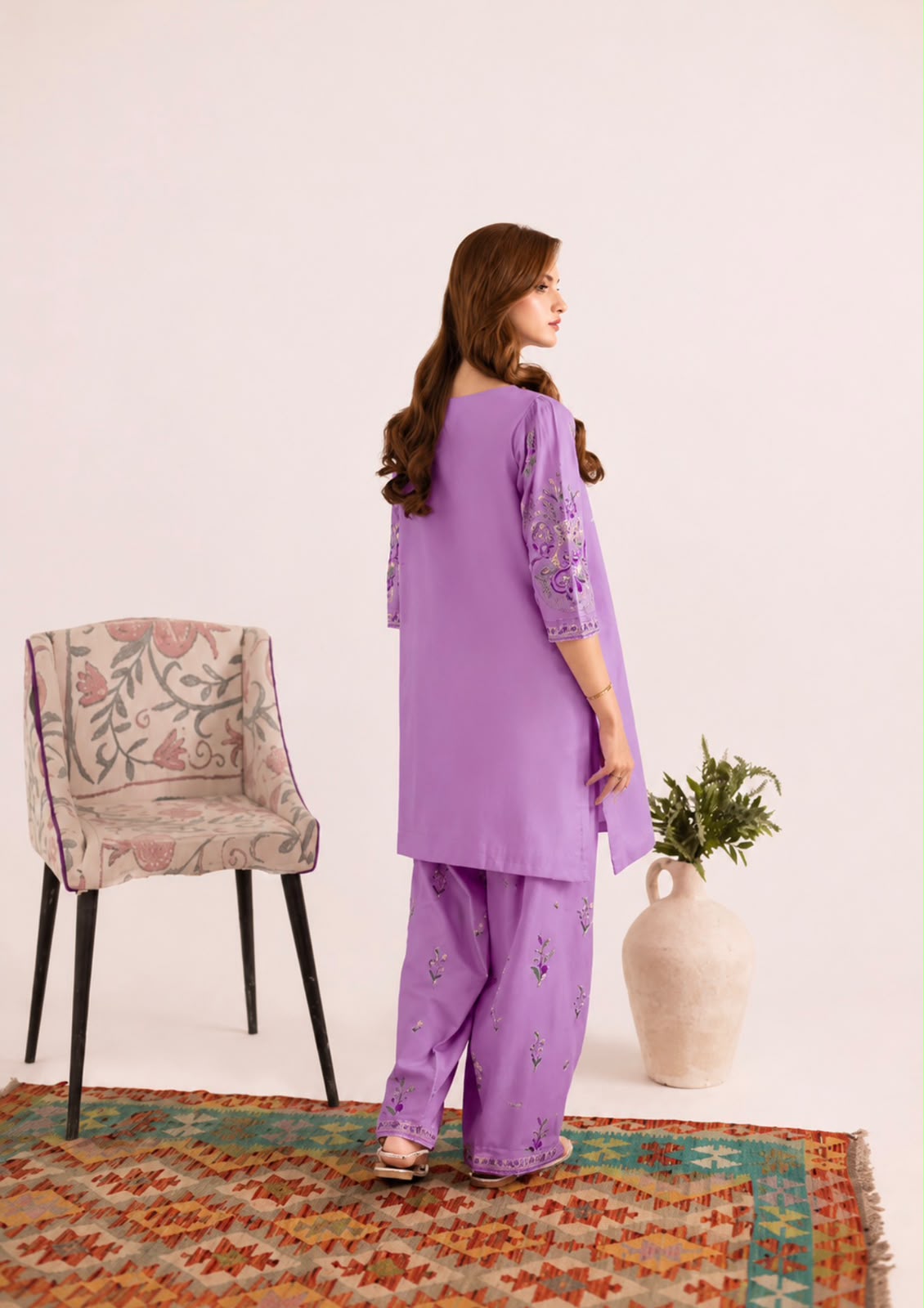 2PC Summer Embroidered Dress - 1338