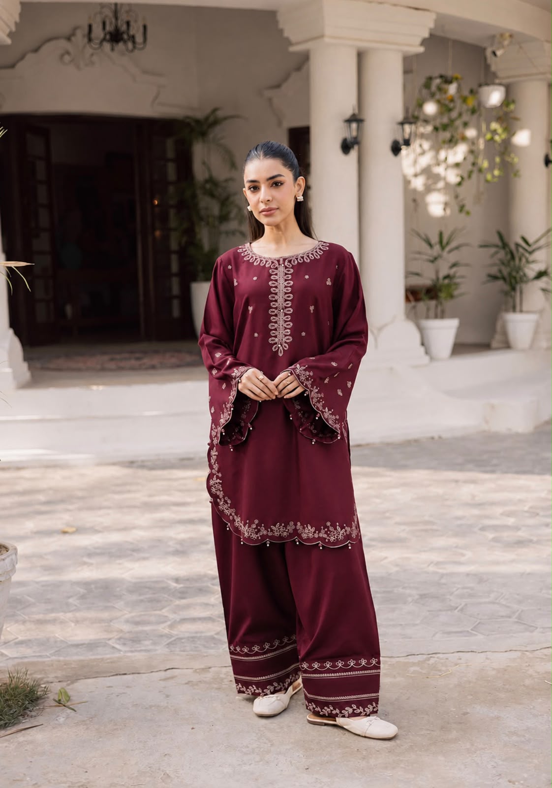 2PC Summer Embroidered Dress - 1333