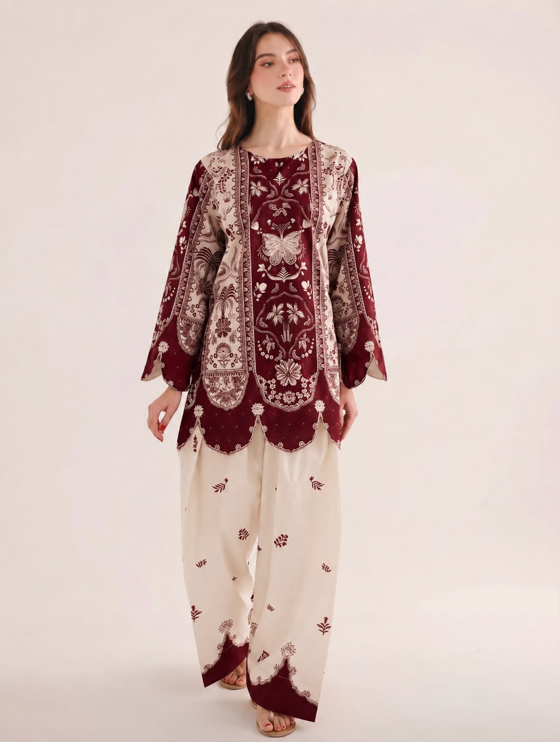 2PC Summer Lawn Dress- PRT L43876