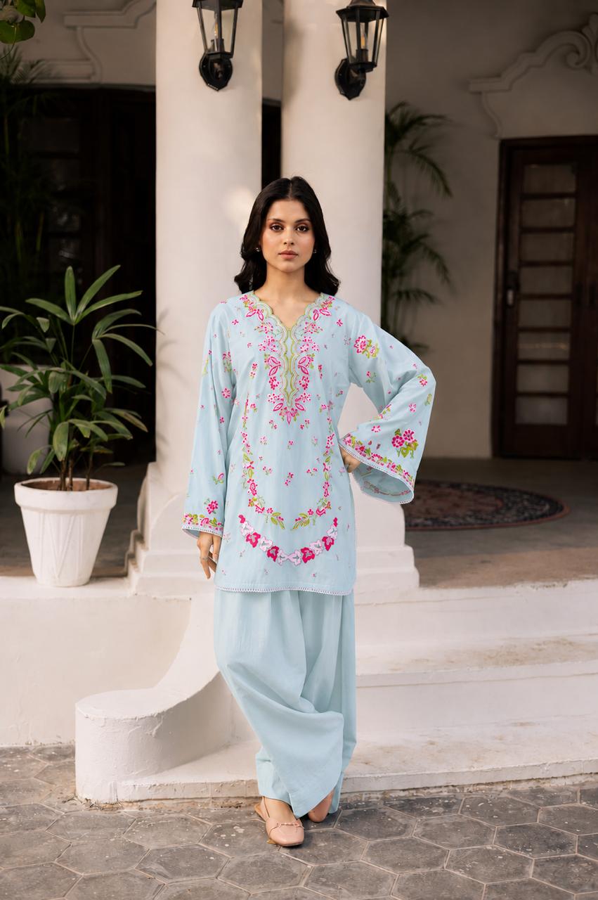 2PC Summer Embroidered Dress - 1359