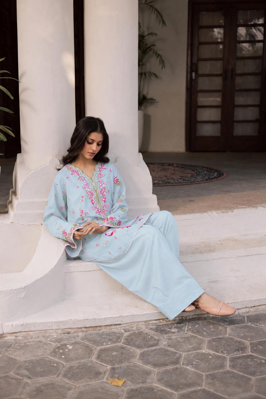 2PC Summer Embroidered Dress - 1359