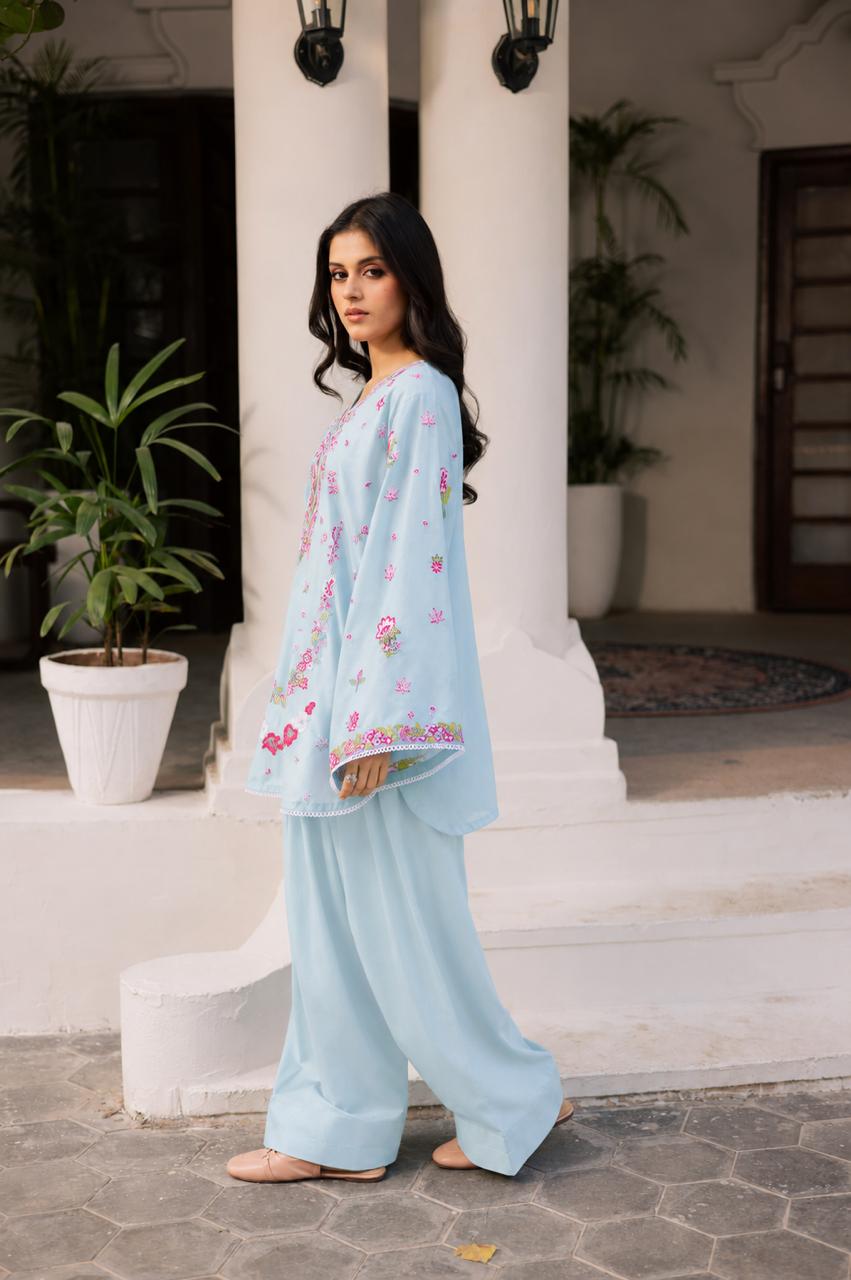 2PC Summer Embroidered Dress - 1359