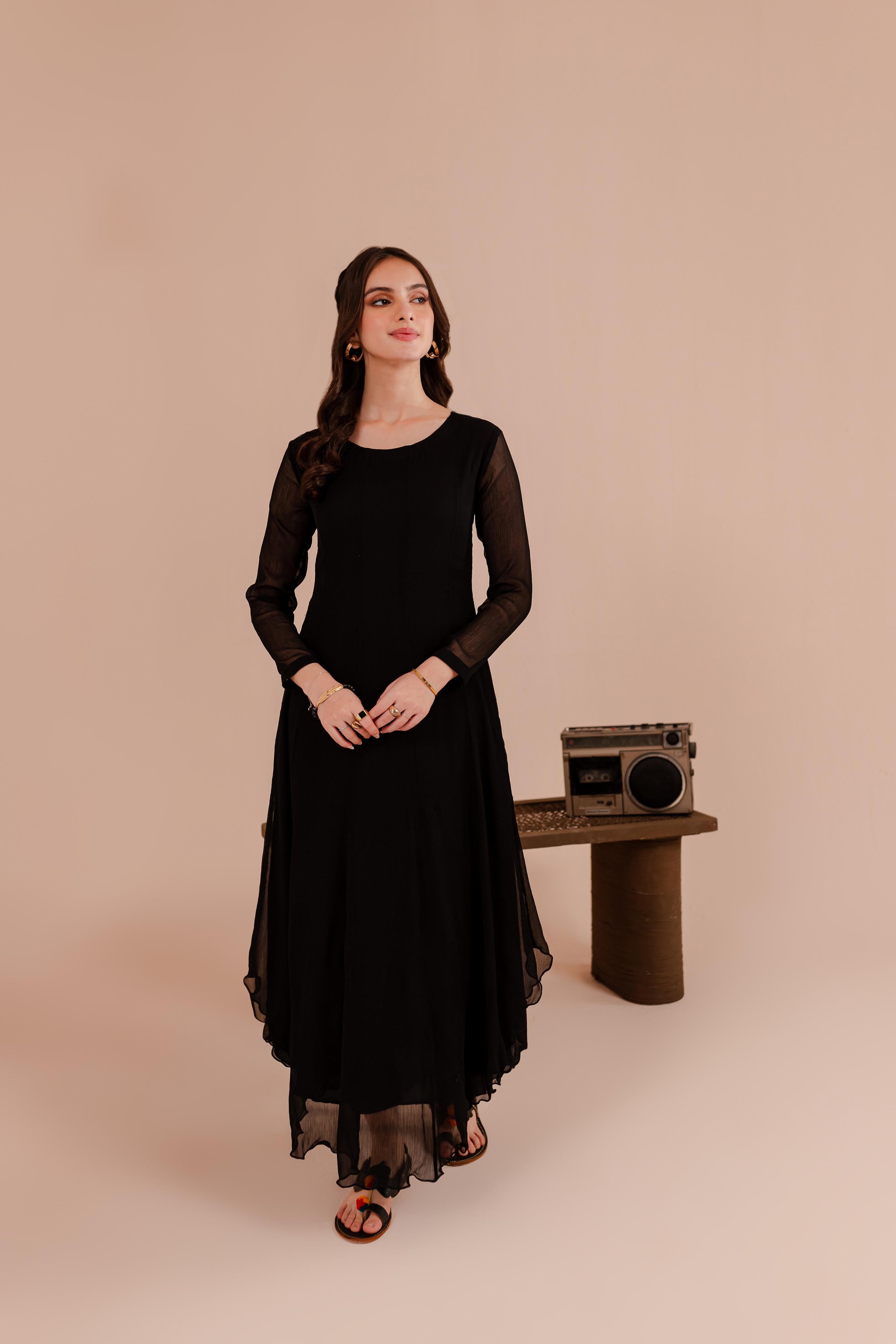 Black Chiffon Dress Silayi Pret Black Chiffon Dress Silayi Pret