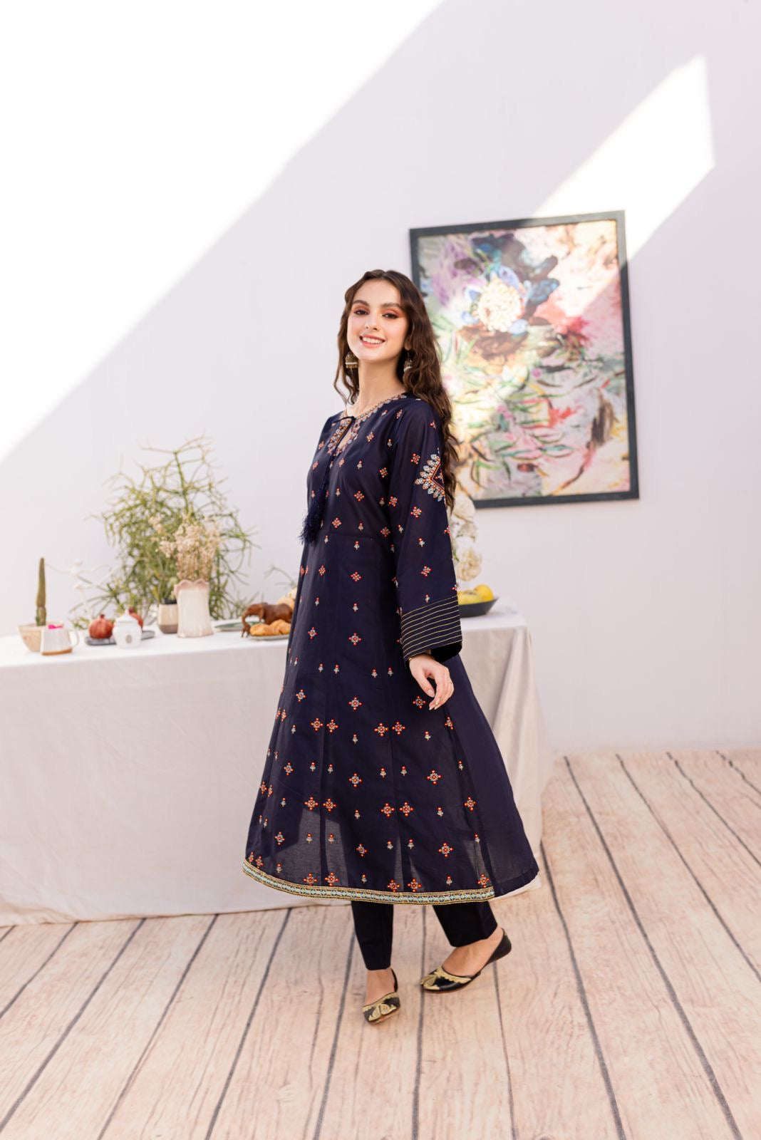 2PC Embroidered Dress - 1037