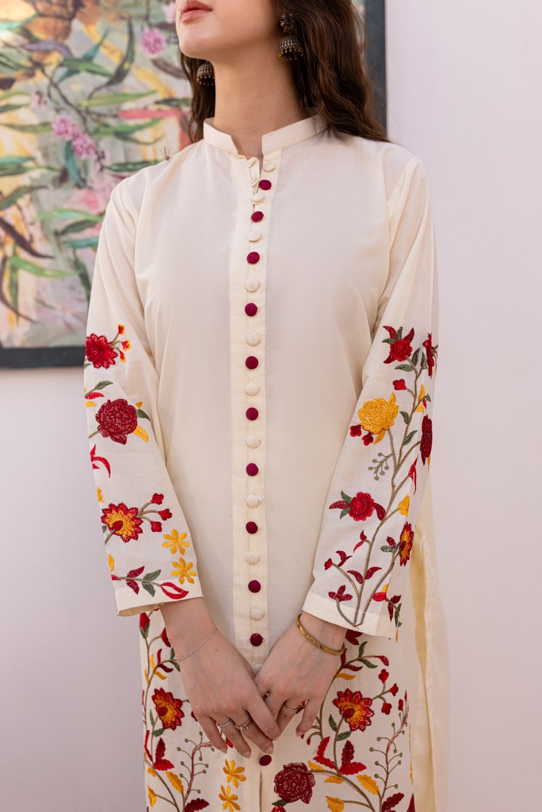 2PC Embroidered Dress- 1040
