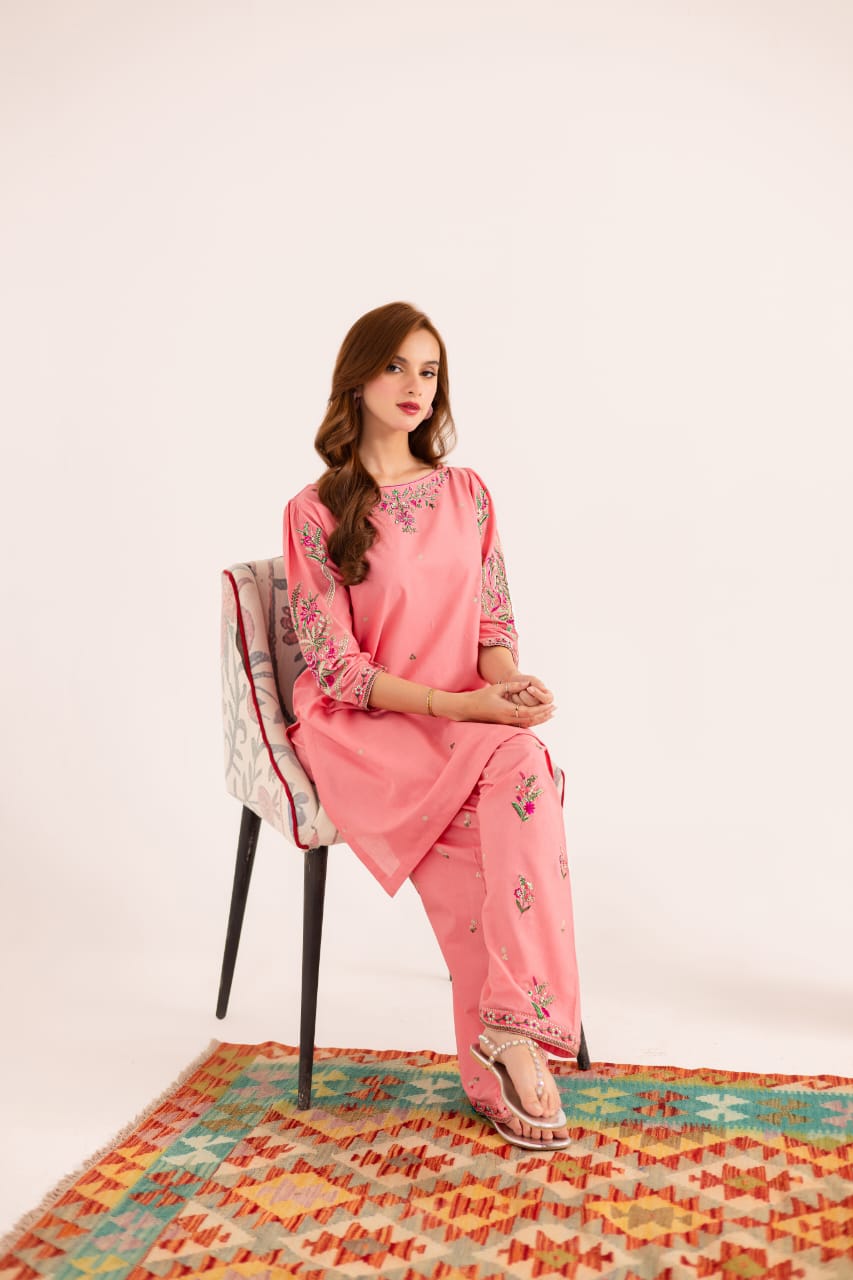 2PC Summer Embroidered Dress - 1128