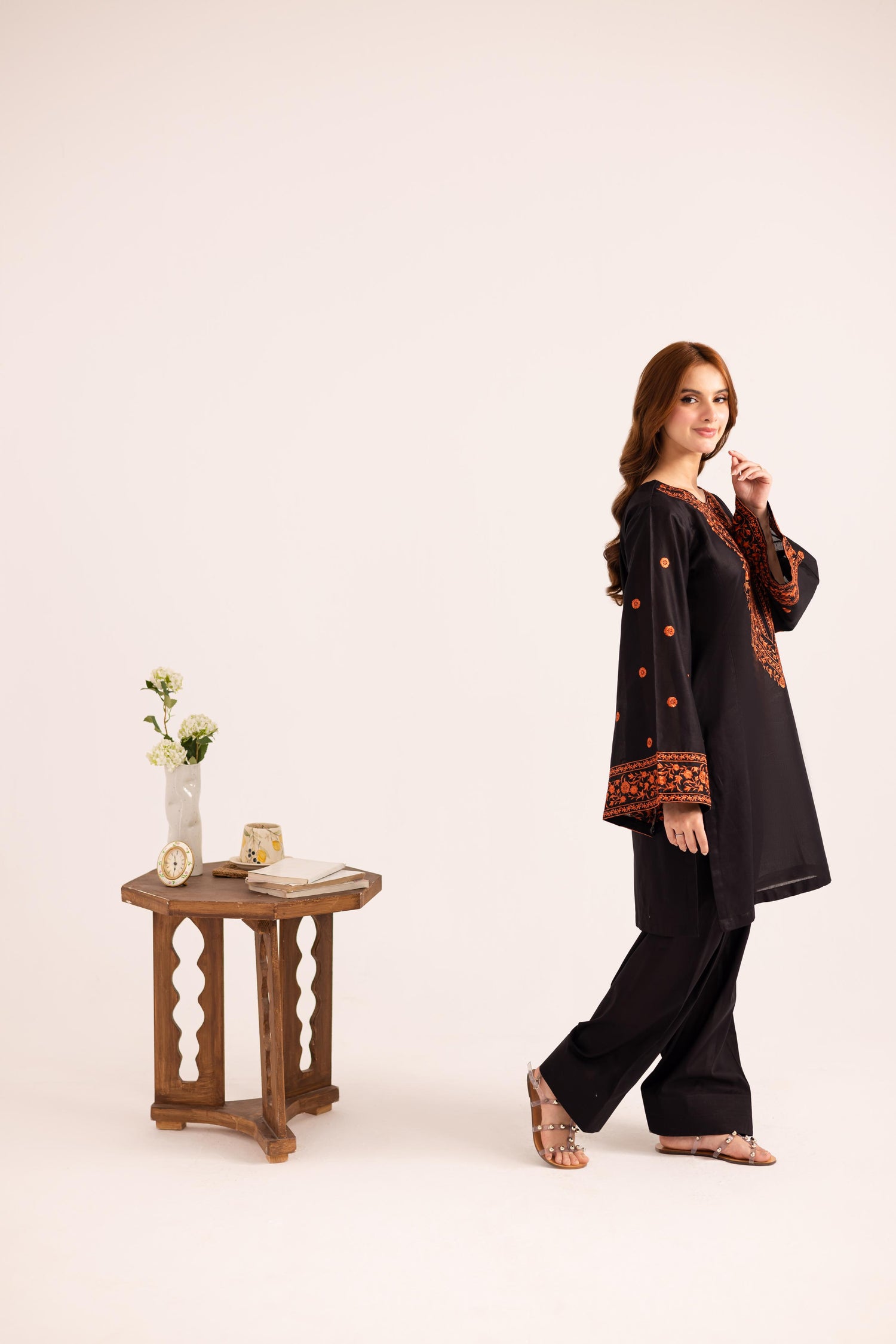 2PC Embroidered Dress - 1141