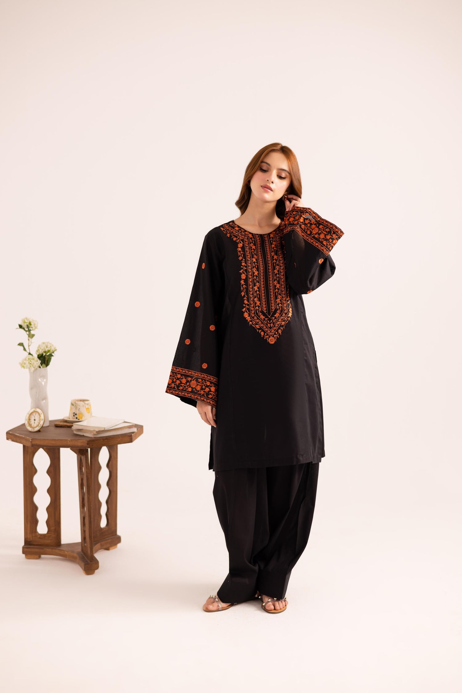 2PC Embroidered Dress - 1141