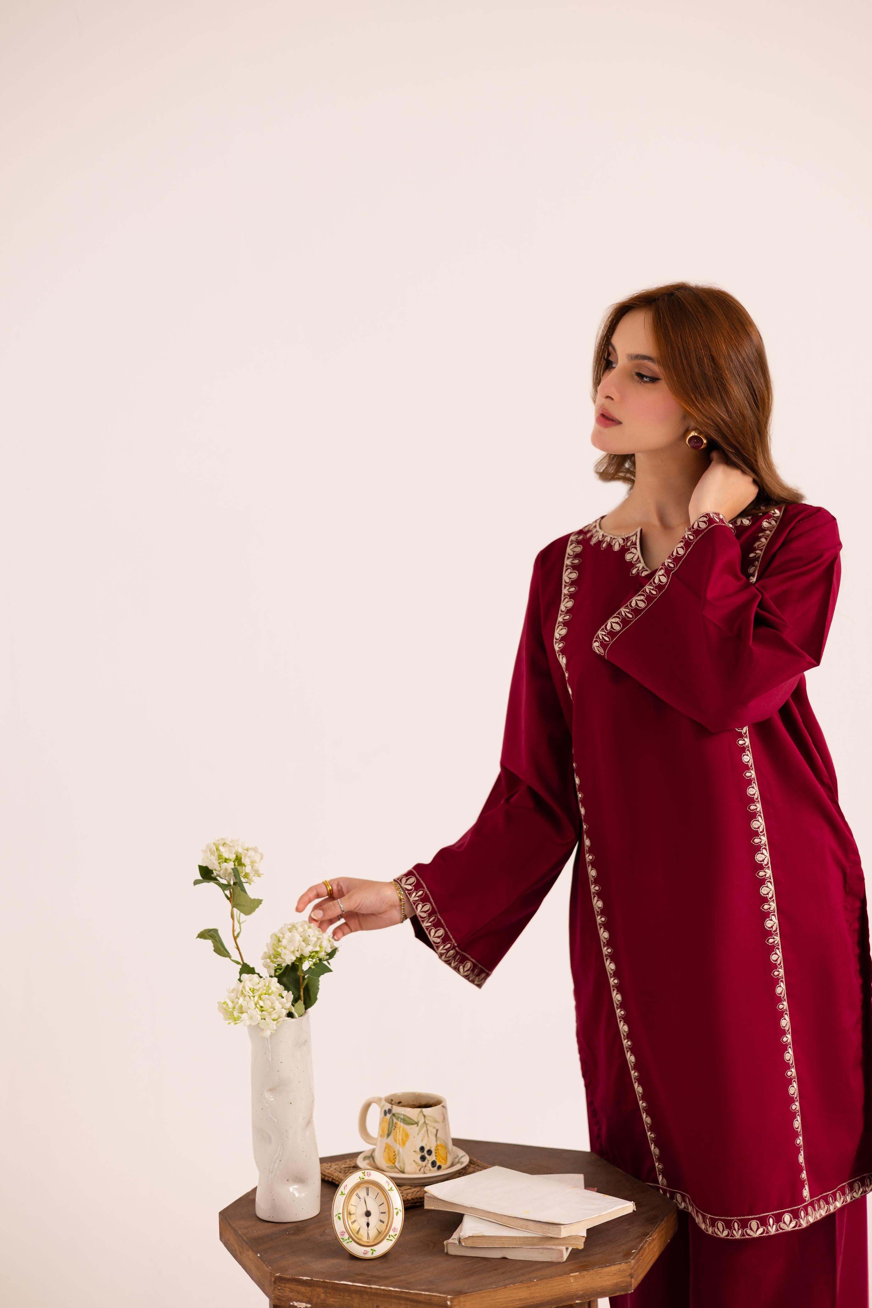 2PC Embroidered Dress - 1144