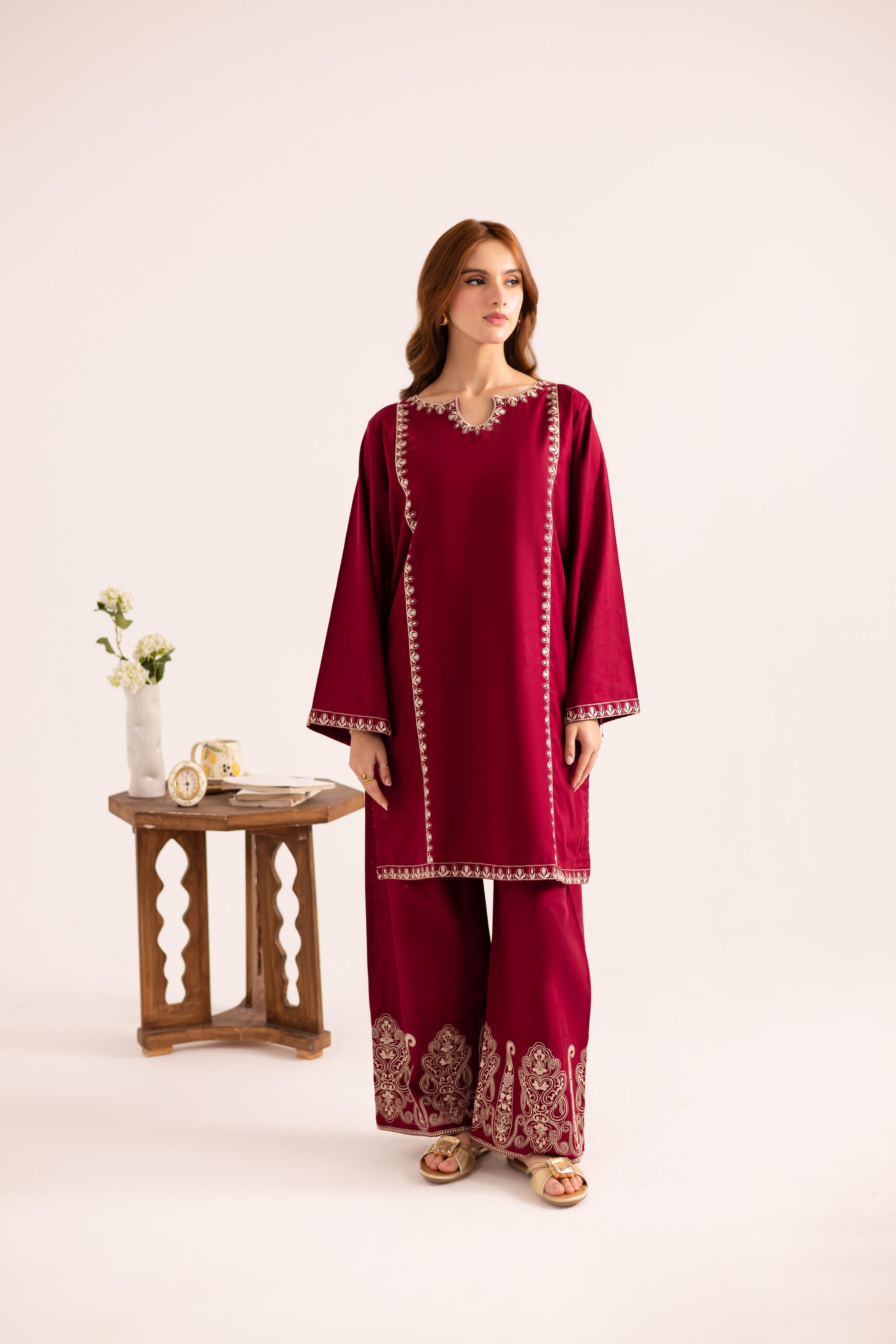 2PC Embroidered Dress - 1144