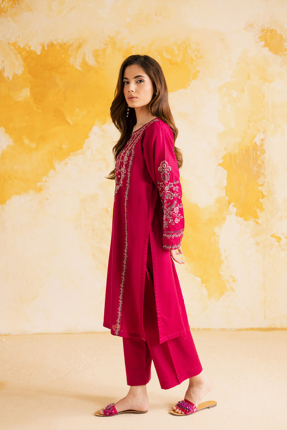 2PC BASIC EMBROIDERED DRESS - 1111