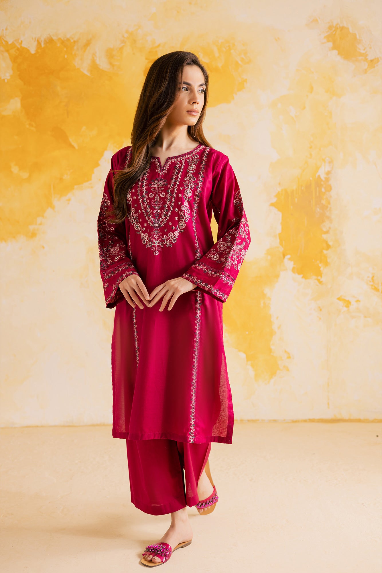 2PC BASIC EMBROIDERED DRESS - 1111