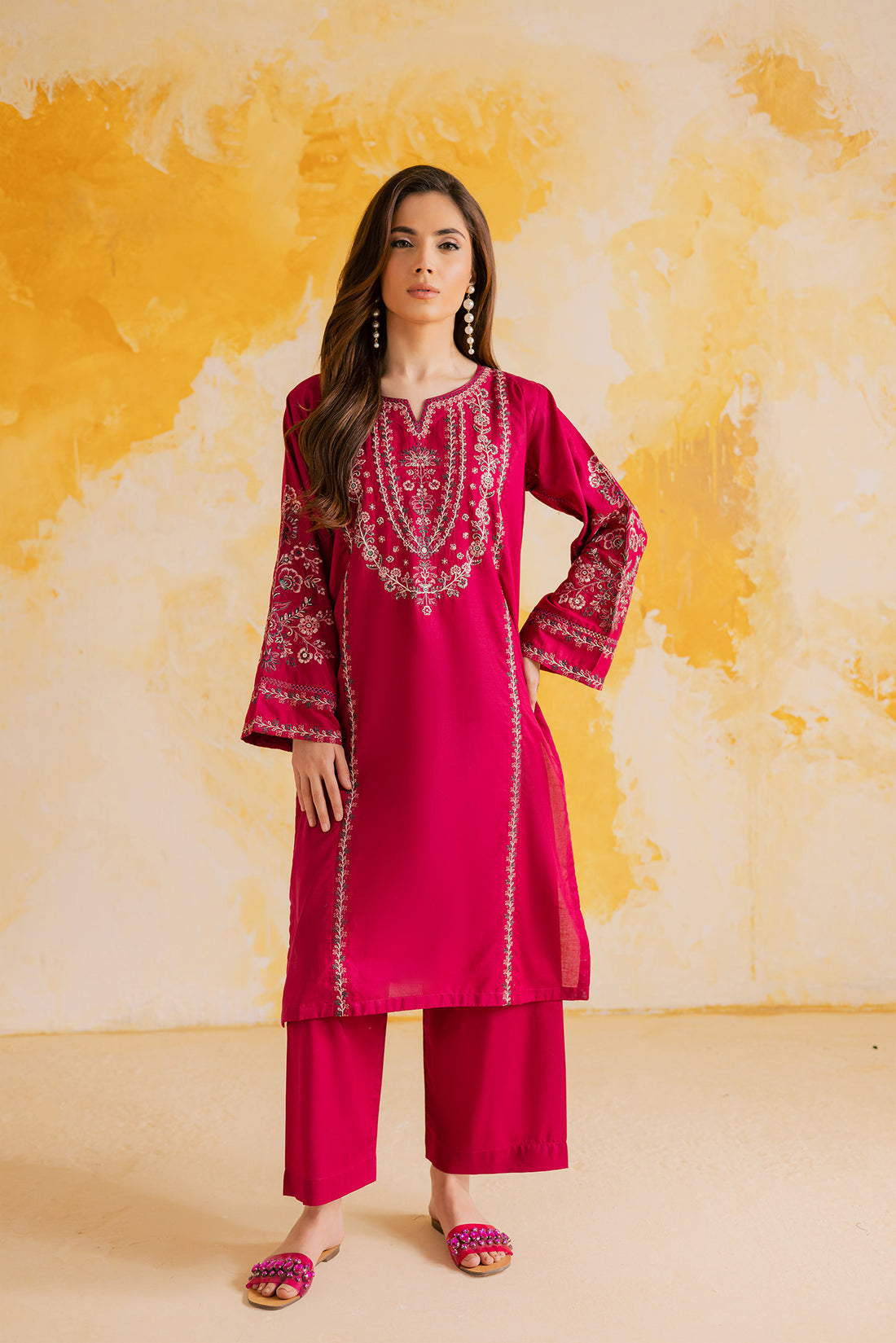 2PC BASIC EMBROIDERED DRESS - 1111