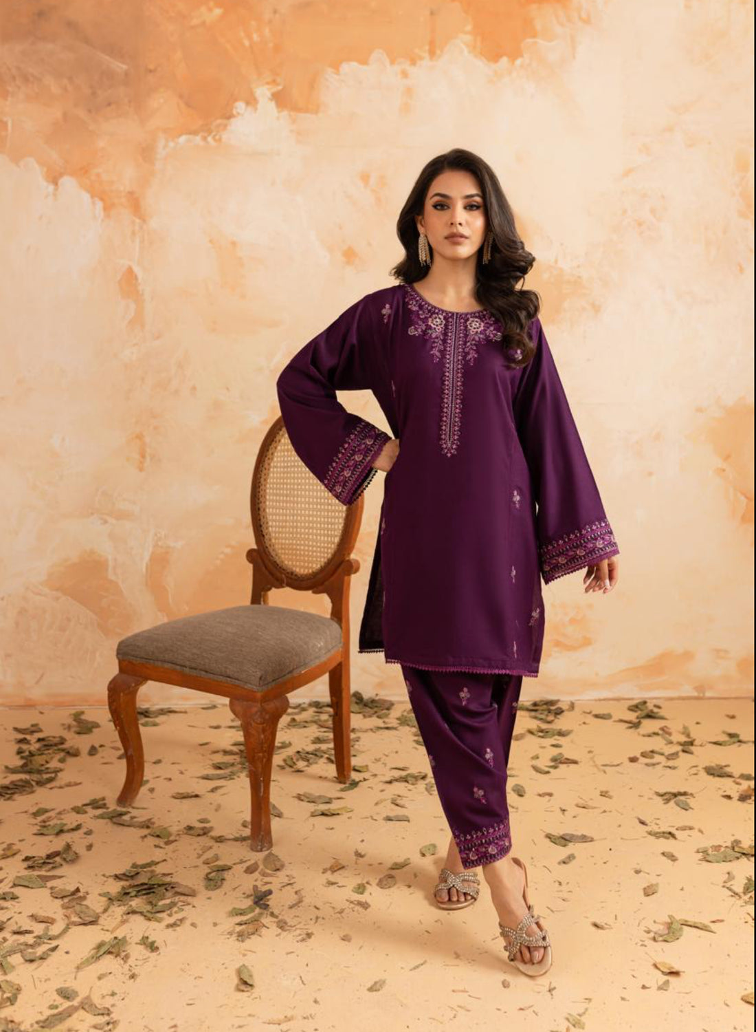 2PC Summer Luxury Embroidered Dress - 1089