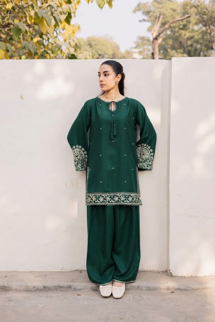 2PC Summer Embroidered Dress - 1216